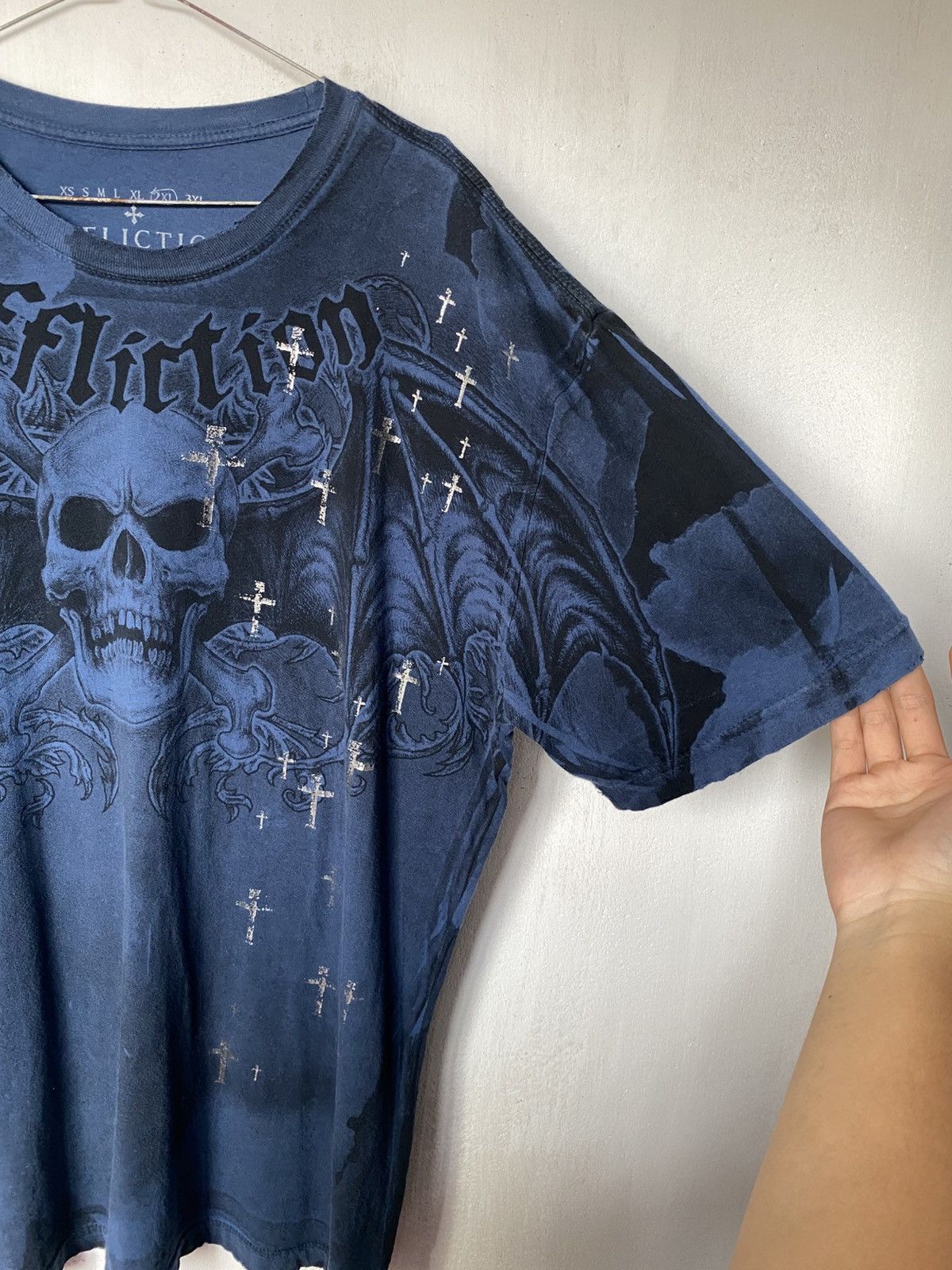 Affliction RARE Affliction Cross Skull Wings Graphic Tshirt Size US XL / EU 56 / 4 - 6 Thumbnail