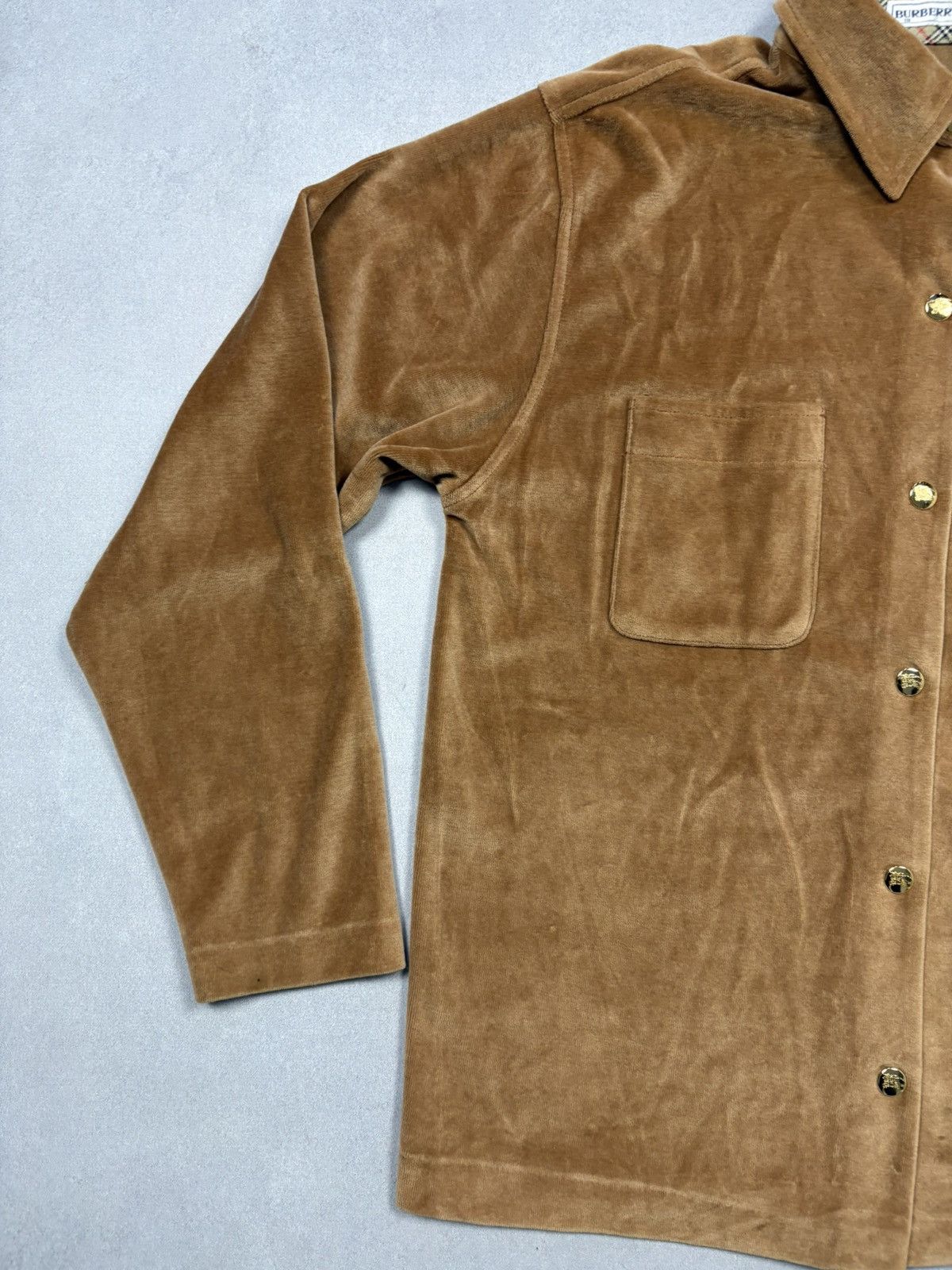 Burberry Vintage 90s Burberrys Spain Velour Quilted Overshirt Jacket Size L / US 10 / IT 46 - 3 Thumbnail