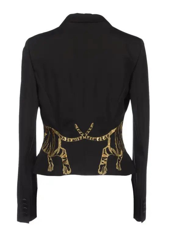 Alexander McQueen o1tko10125 Embroidered Tiger Jacket in Black/Gold Size S / US 4 / IT 40 - 2 Thumbnail