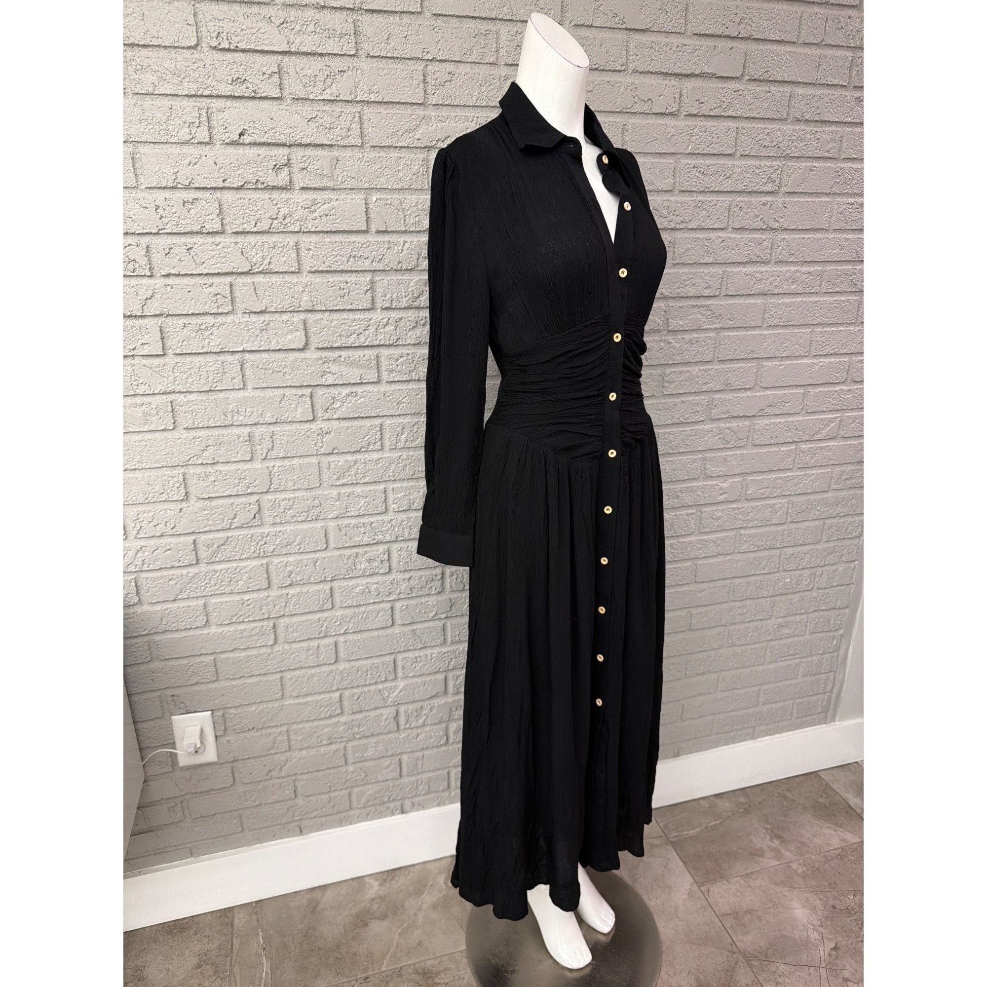 Other Modesees Women's Black Crinkled Cotton Long Sleeve Shirt Dre Size S / US 4 / IT 40 - 4 Thumbnail