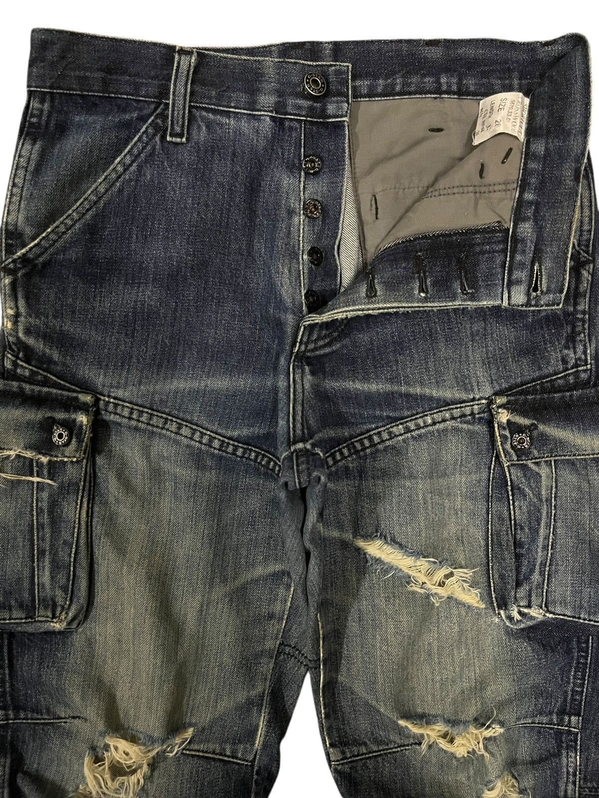 G-Star Vintage G Star Raw Blue Washed Cargo Ripped Distressed Jeans Size US 30 / EU 46 - 7 Thumbnail
