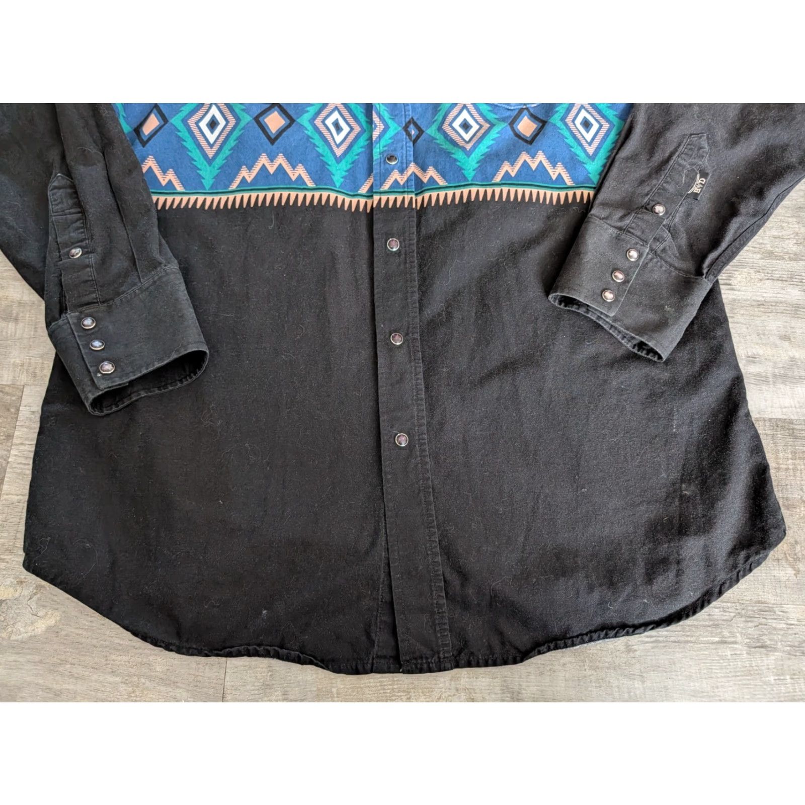 Brooks VINTAGE BROOKS & DUNN Shirt Mens L Black Aztec Snap Geometric Cowboy Western Southwestern Country Button-Up Long Sleeve Size US L / EU 52-54 / 3 - 5 Thumbnail