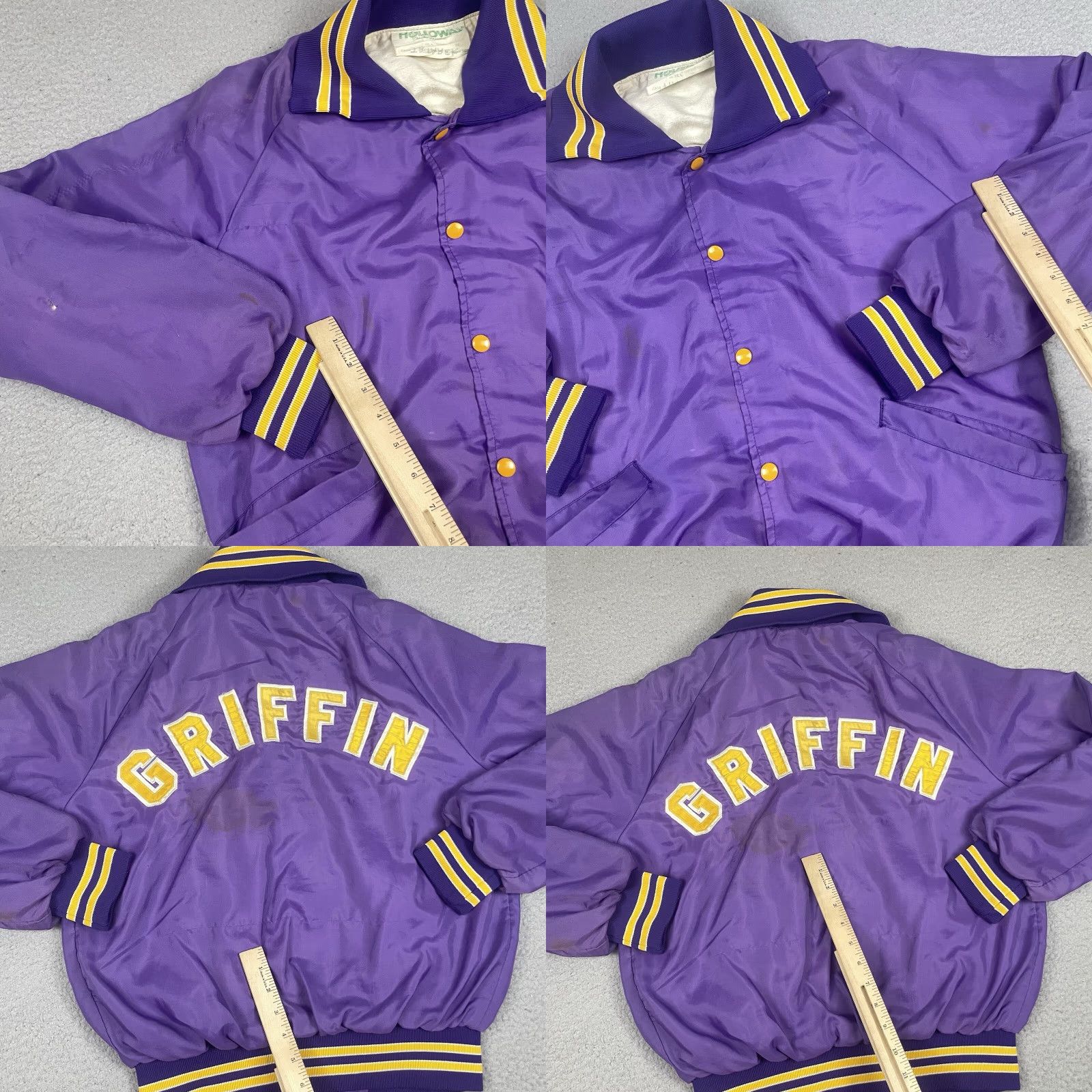 Holloway VINTAGE Holloway Jacket Unisex Adults M Purple Distressed 80s Griffin Baseball Varsity Nylon Button Size US M / EU 48-50 / 2 - 8 Thumbnail