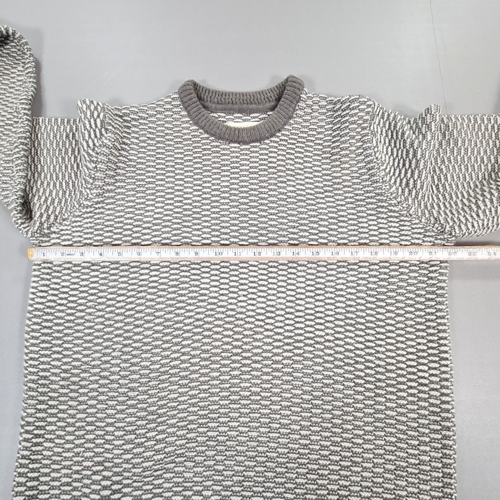 Folk Folk Mens Jumper Grey Medium 3 Textured Chunky Knit Wool Blend Crew Sweater Size US M / EU 48-50 / 2 - 5 Thumbnail