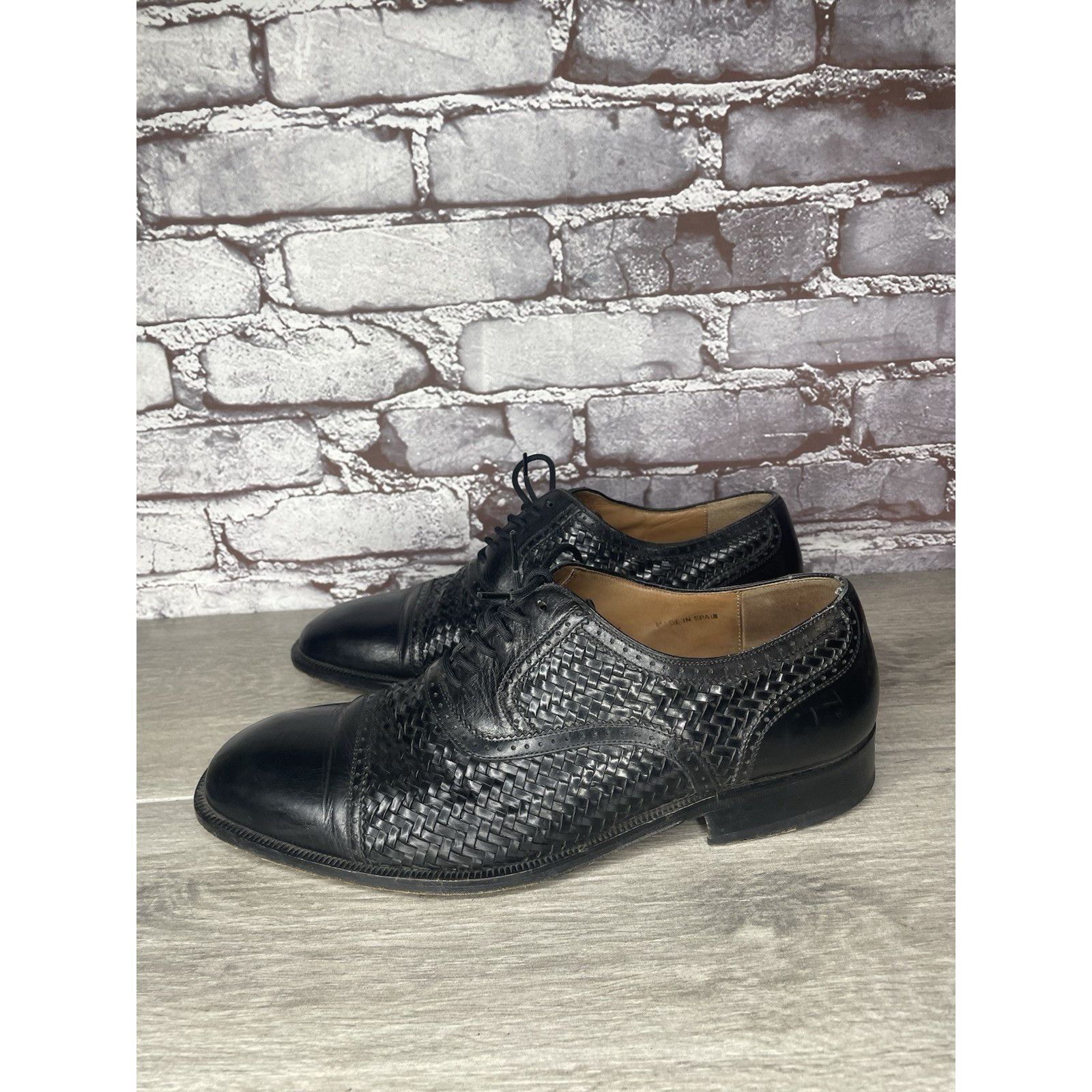 Magnanni Magnanni Black Leather Basketweaves Woven Lace Dress Shoes M Size US 8.5 / EU 41-42 - 18 Thumbnail