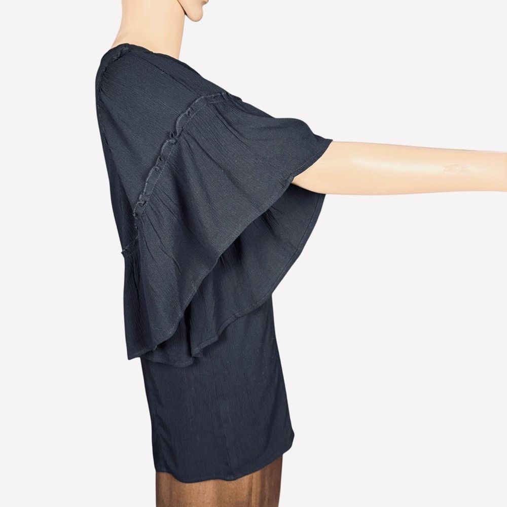 Other New Susan Graver Rayon Crepe Flutter Sleeve Black Tunic A48 Size XXS / US 00 / IT 34 - 4 Thumbnail