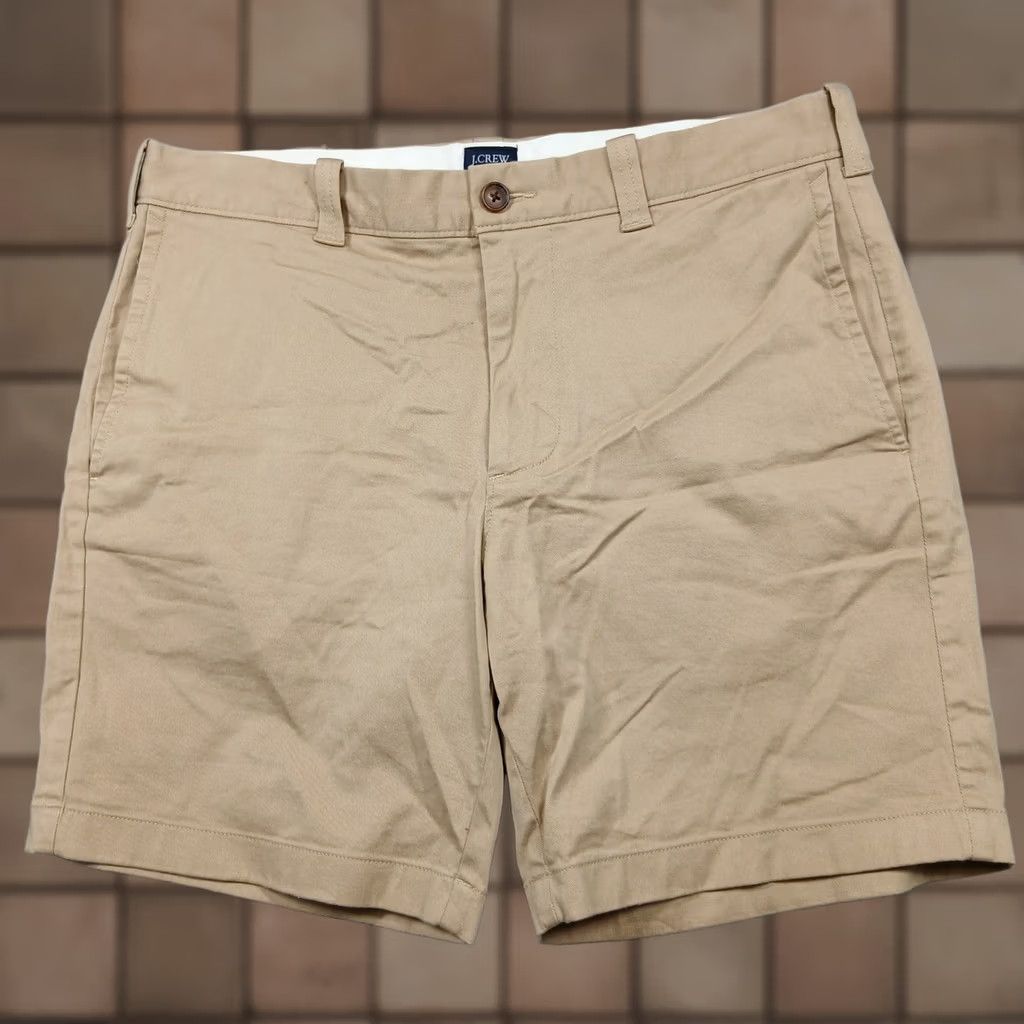 J.Crew J.Crew Chino Shorts Shirt Casual 7" Inseam 33 Beige Cotton Elastane Classic Regular Mens Size US 33 - 1 Thumbnail