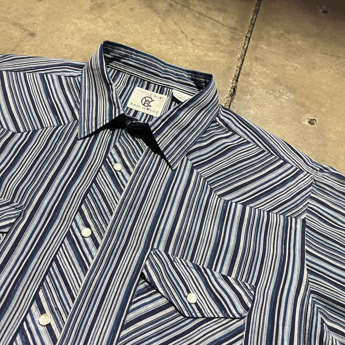 Wrangler Vintage Pearl Snap Short Sleeve Shirt Striped Western Rodeo Size US XL / EU 56 / 4 - 4 Thumbnail