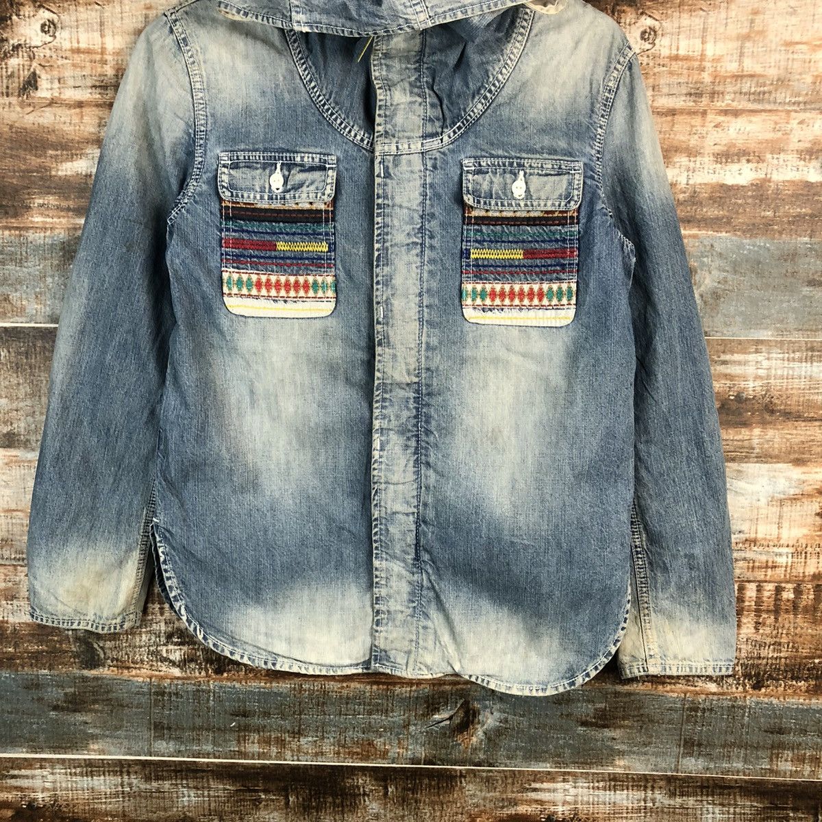 go slow caravan Go Slow Caravan Blue Denim Jacket Hoodie #A2332 Size US XS / EU 42 / 0 - 3 Thumbnail