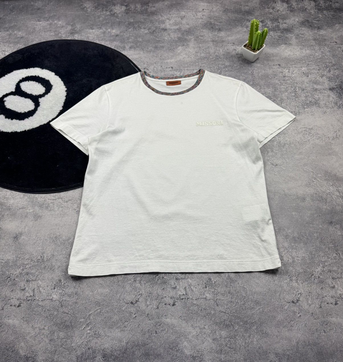 Missoni Missoni Logo T-shirt w/ Signature Space-Dye Knit Collar Size US S / EU 44-46 / 1 - 9 Thumbnail