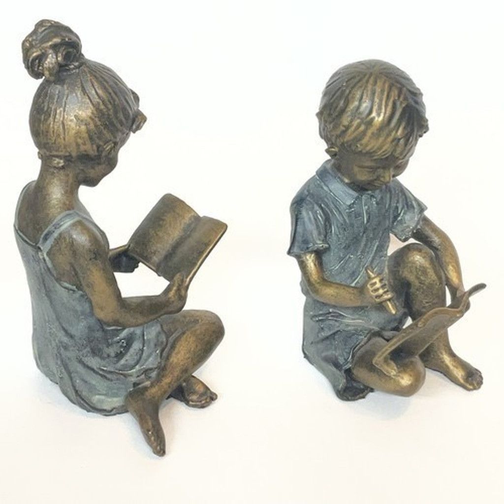 Other VTG SPI Home Pair of Cast Brass Boy & Girl Sculptural 7" Tal Size ONE SIZE - 10 Thumbnail