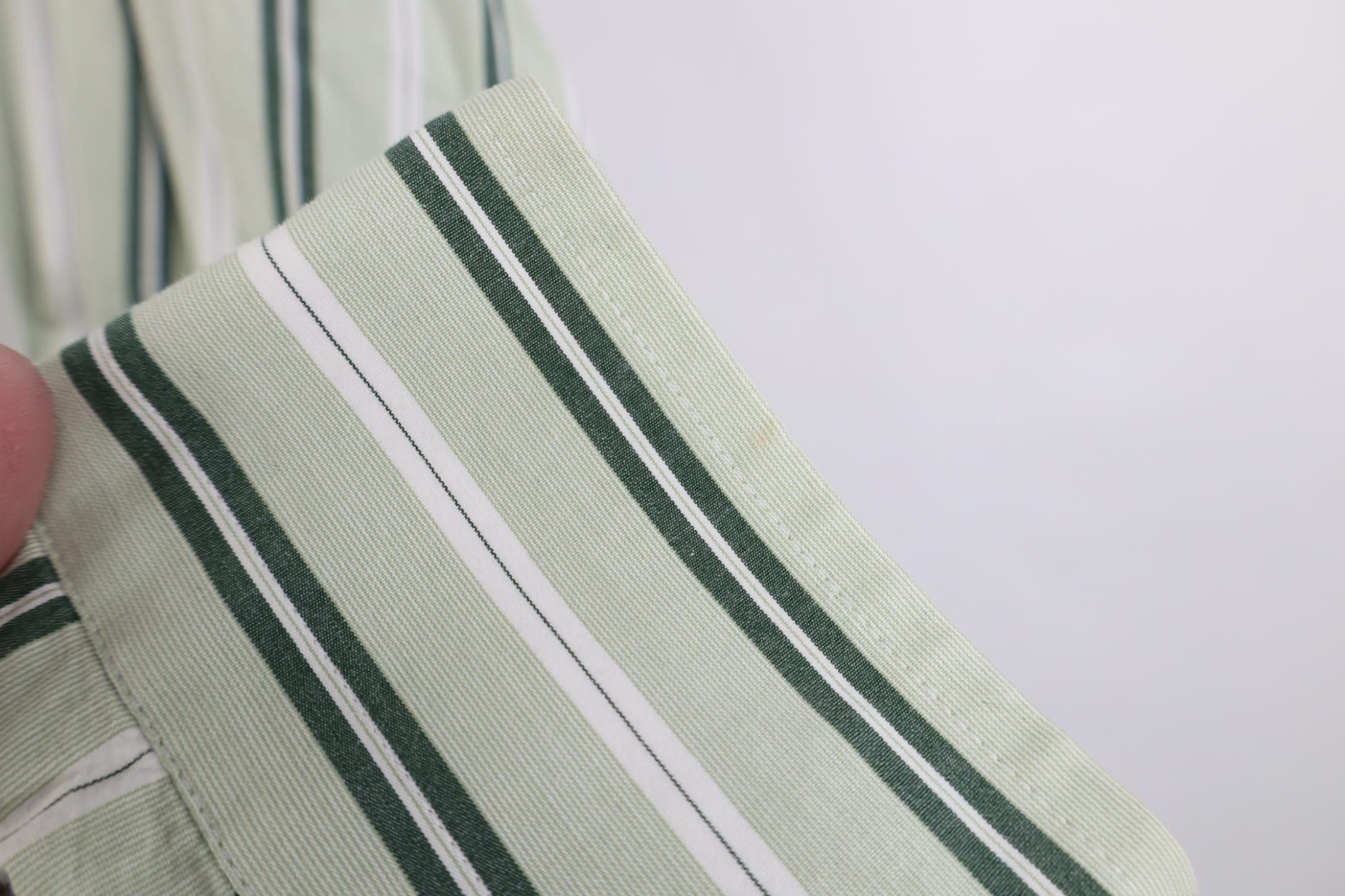 Express Express 1MX Modern Fit Striped Collared Button Shirt Green Size US L / EU 52-54 / 3 - 6 Thumbnail