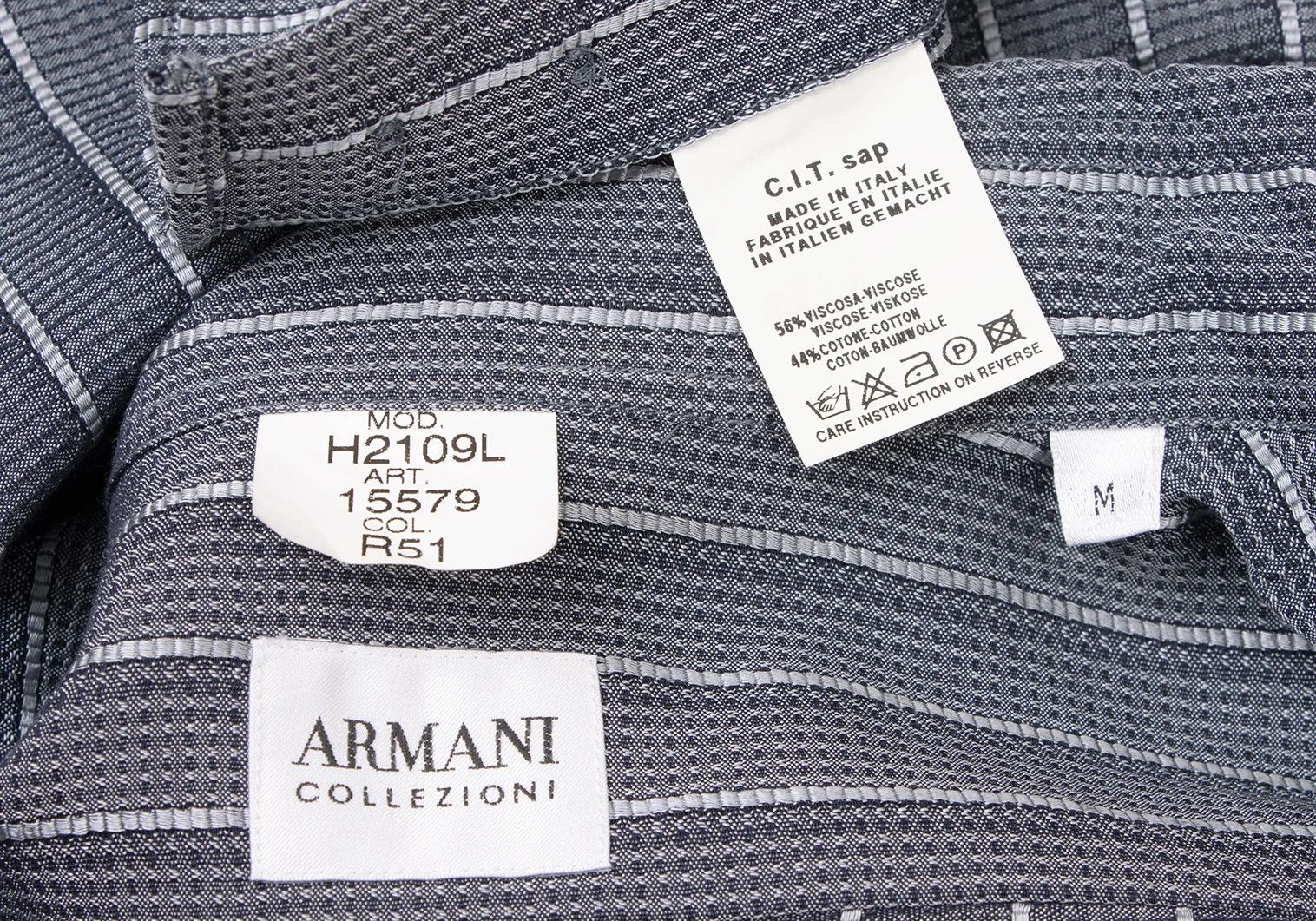 Armani Collezioni Rayon Cotton Stripe Shirt in Gray, Size L Size US XXS / EU 40 - 16 Thumbnail