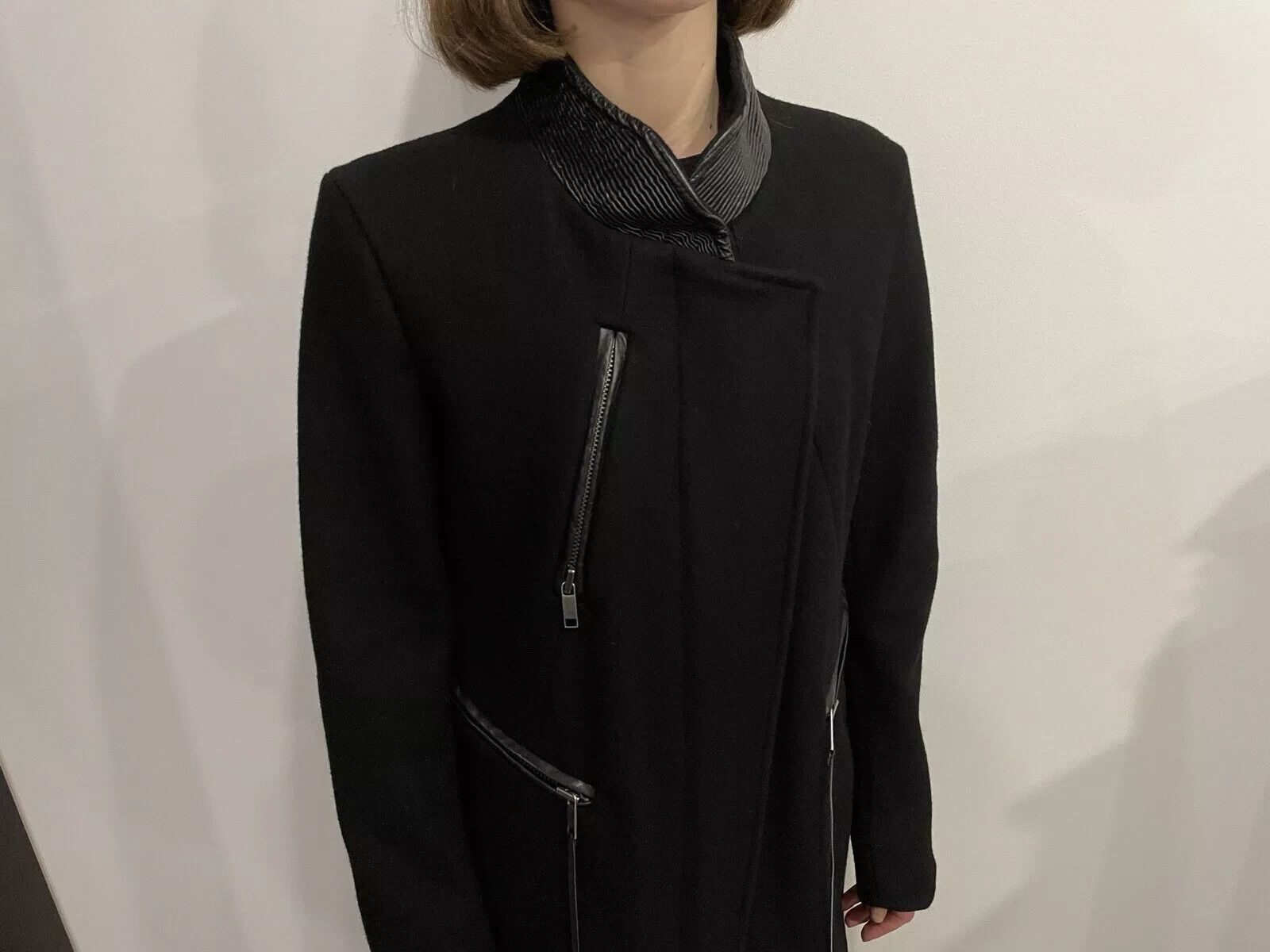 Diesel Diesel Wool Coat Womens With Leather Details Colar Zip Size S / US 4 / IT 40 - 4 Thumbnail