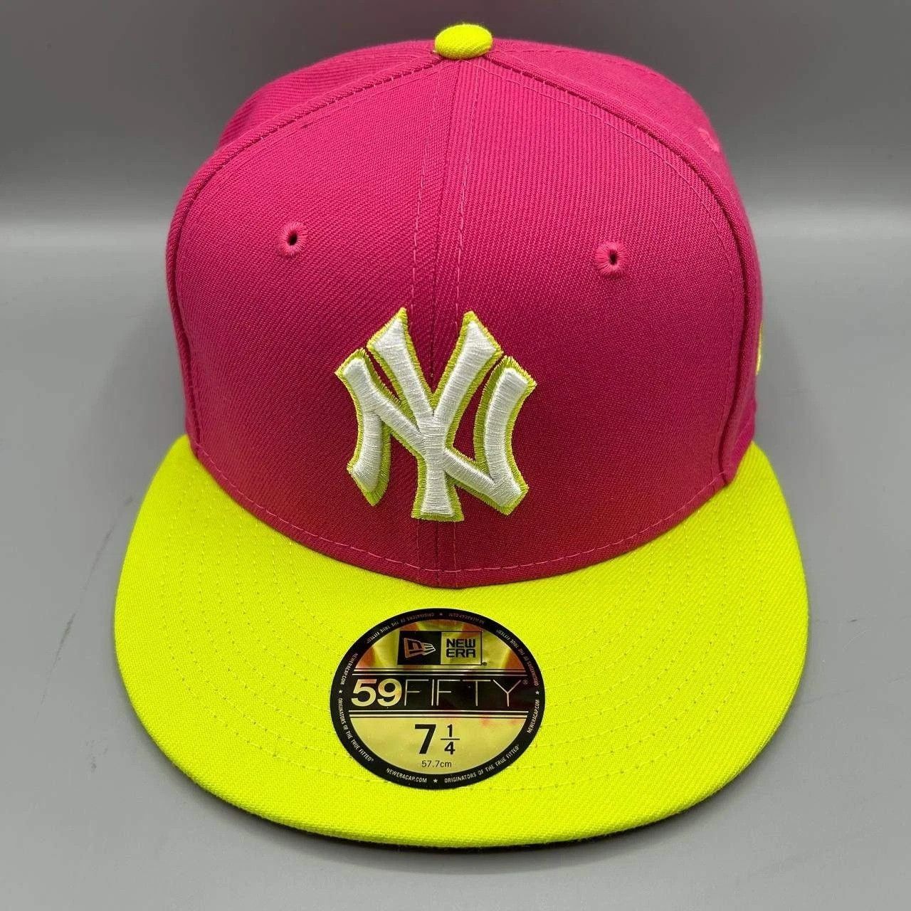 New Era New York Yankees Hat Men 7 1/4 Pink Yellow Fitted Cap New Size ONE SIZE - 2 Thumbnail