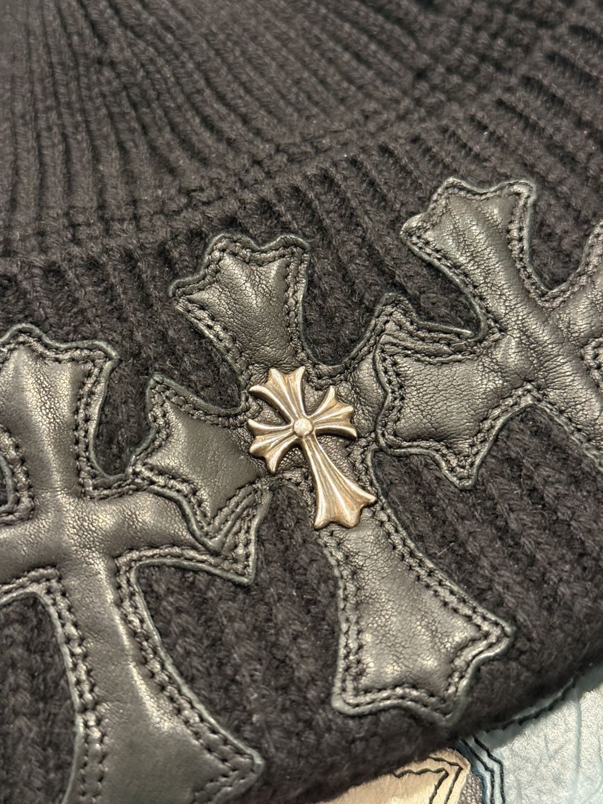 Chrome Hearts Chrome Hearts Cashmere Triple Cross Patch Beanie Size ONE SIZE - 3 Thumbnail
