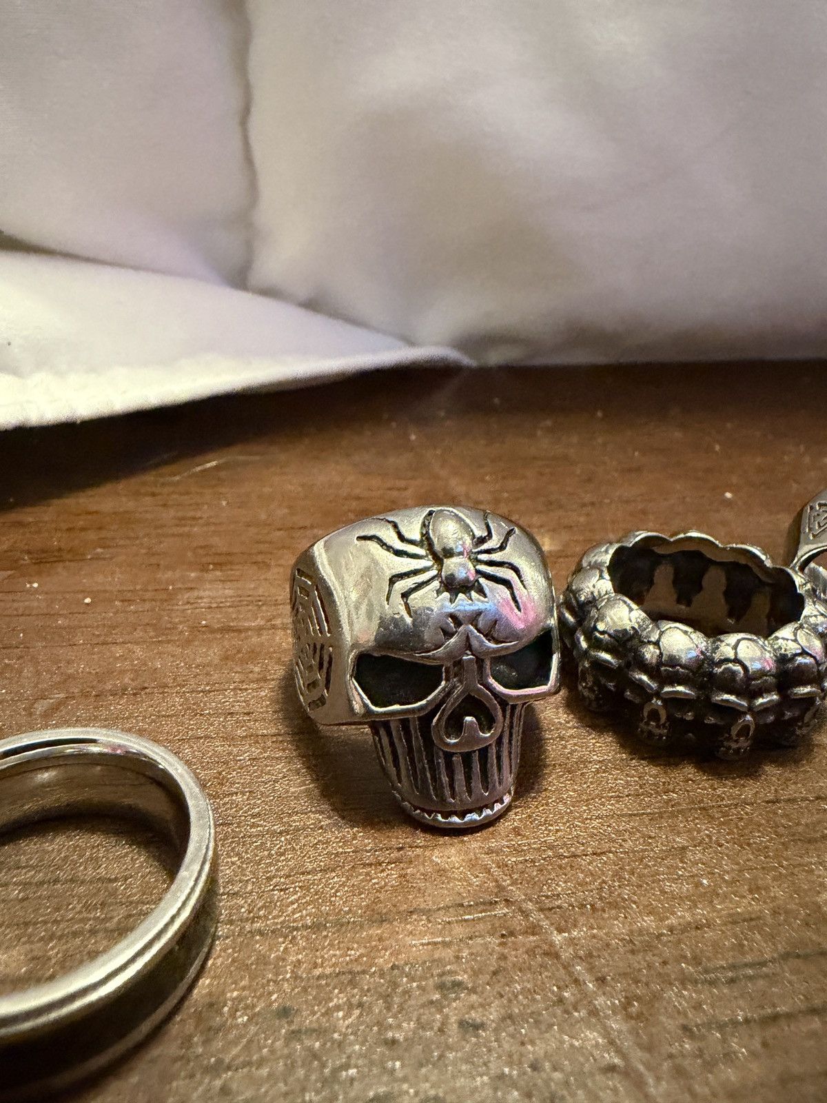 Other Silver Stainless Steel 6 Biker Rings Size 7-10 Skulls Goth Size ONE SIZE - 3 Thumbnail