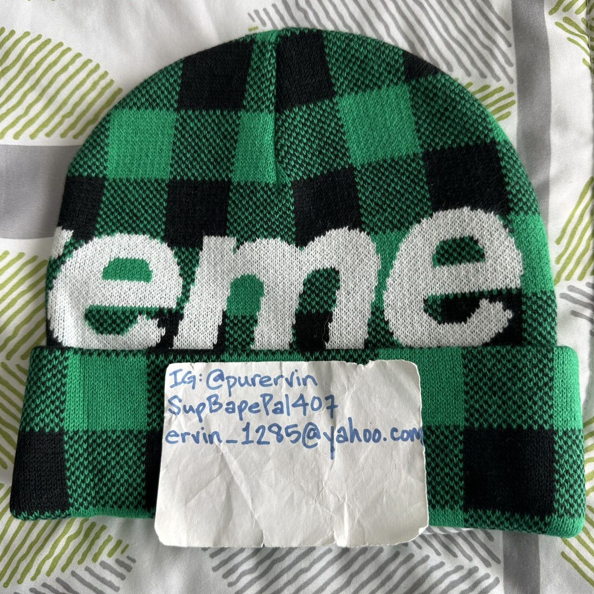 Supreme Plaid Beanie Size ONE SIZE - 2 Thumbnail