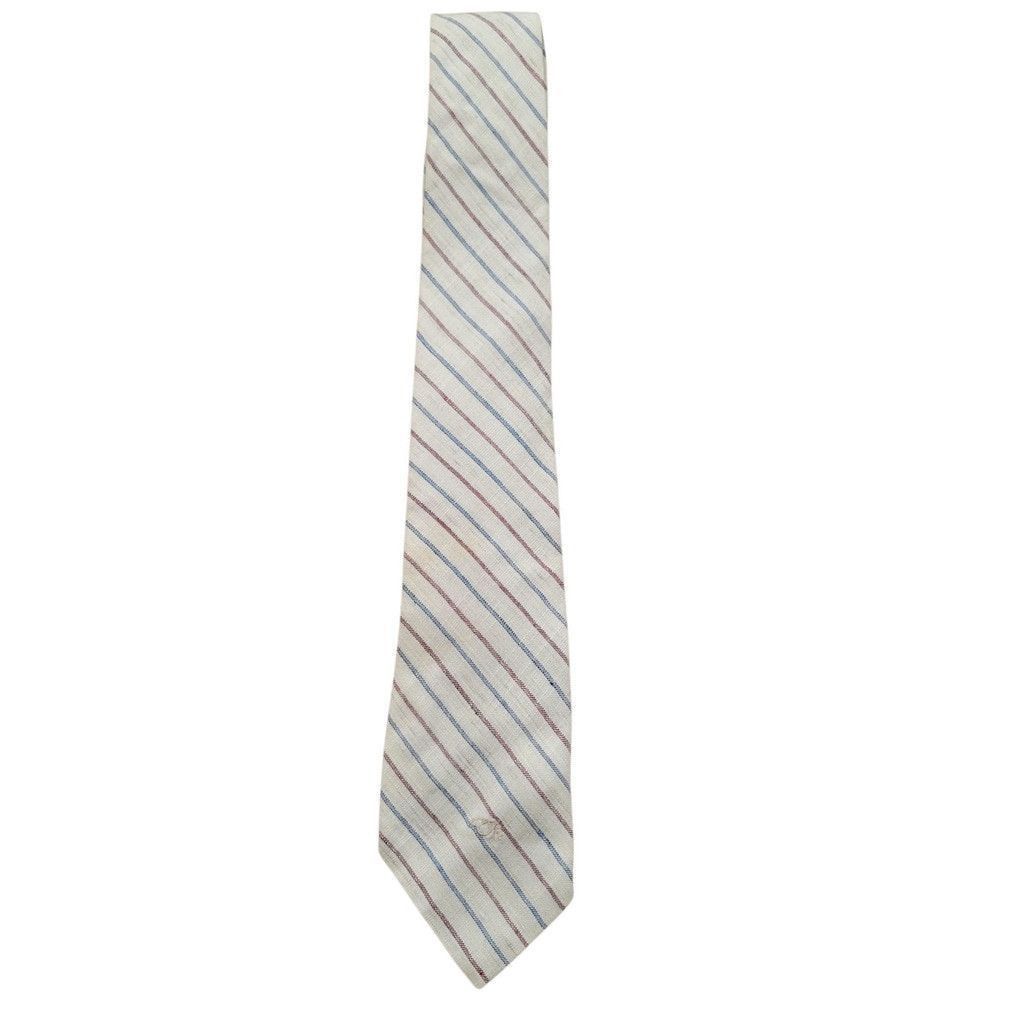 Oscar De La Renta Oscar De La Renta Men's Beige Striped Tie 60"X3.5" Size ONE SIZE - 1 Thumbnail