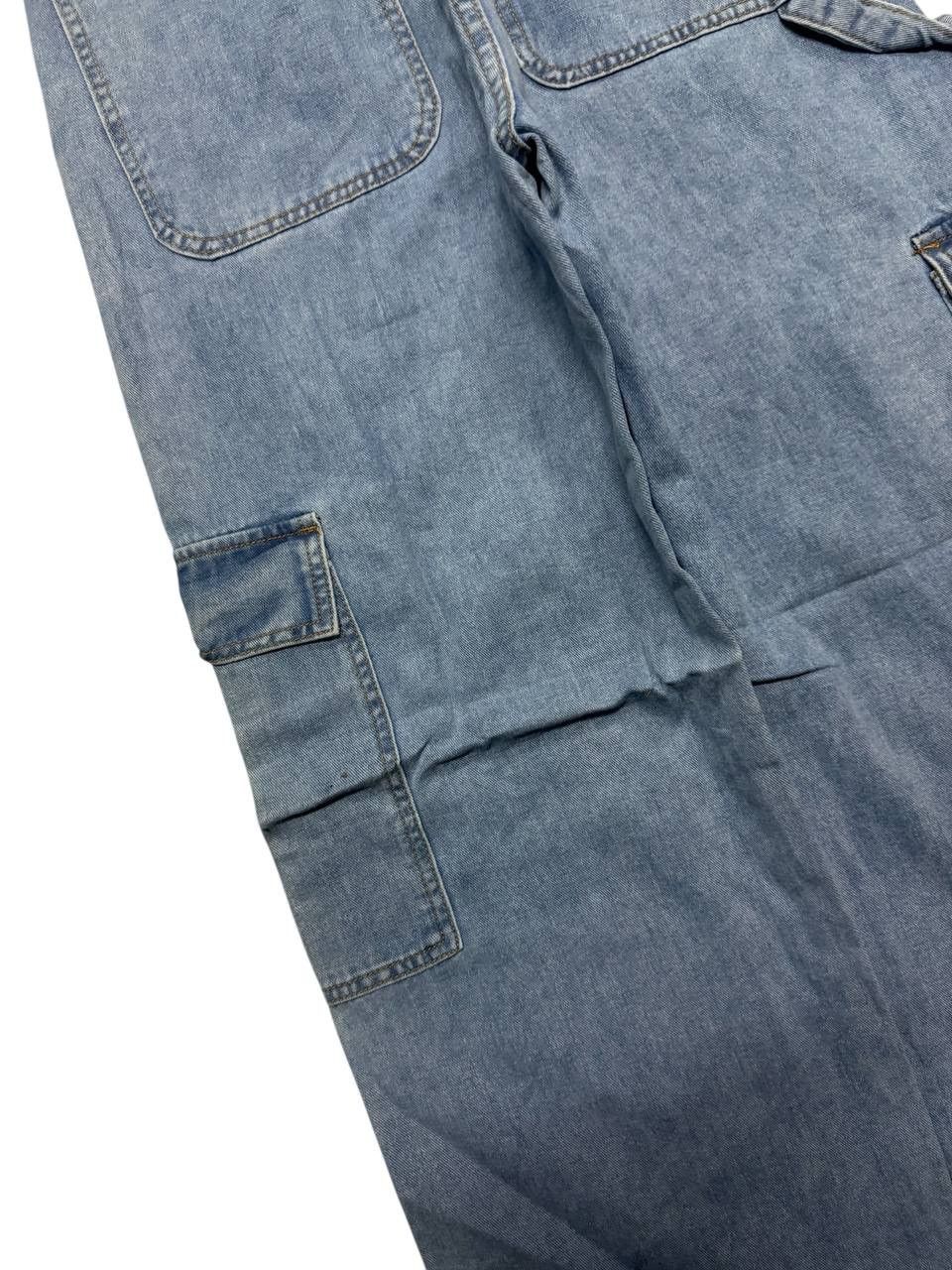 20471120 💥Baggy💥Shein Wide Leg Blue Pocket Carpenter Jeans Streetwear Size US 29 - 10 Thumbnail