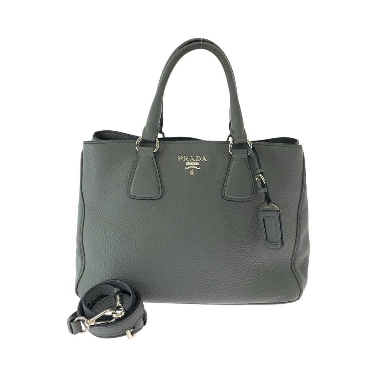 Prada Prada Vitello Daino Leather 2Way Bag Leather Shoulder Bag Bn2579 in Grey, Women's