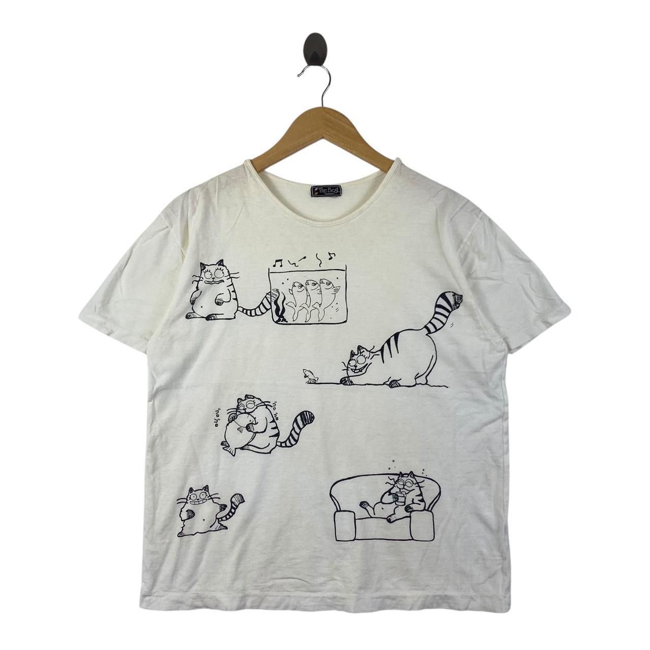 Vintage Vintage 80’ EVERYDAY CAT ANIME Doodles Cartoon Tee Shirt Size M / US 6-8 / IT 42-44 - 1 Thumbnail