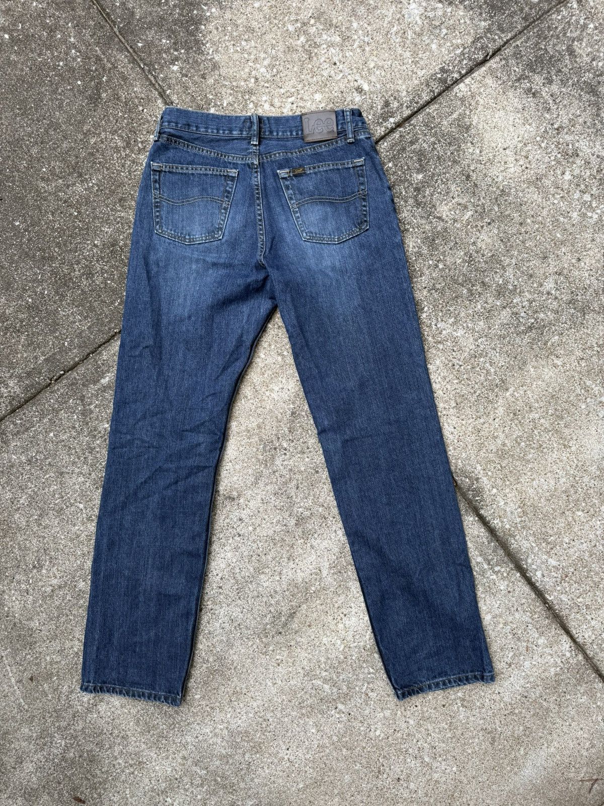 Lee Lee Faded Dark Blue Relaxed Straight Fit Denim Jeans Size US 31 - 8 Thumbnail