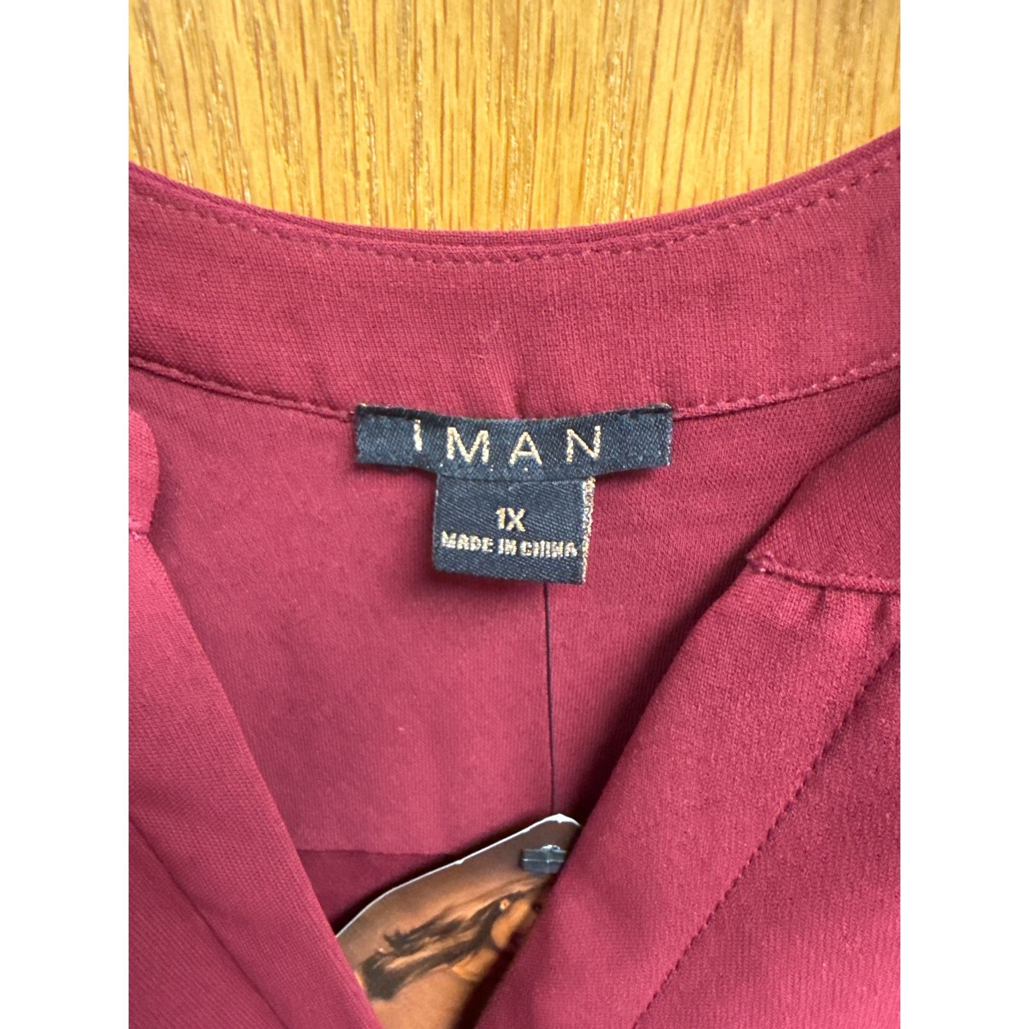 Other Women's Burgundy Blouse With Roll-Up Sleeves & Buttoned Fron Size XL / US 12-14 / IT 48-50 - 6 Thumbnail