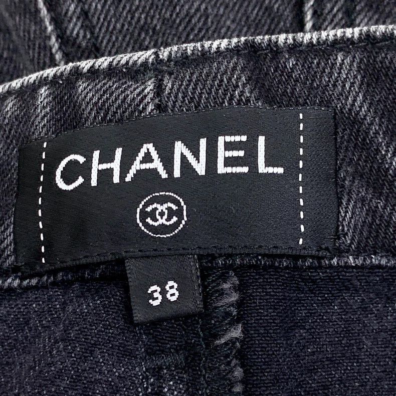 Chanel Chanel Black Gray Logo Print Denim Pants -2505 Size US 30 / EU 46 - 6 Thumbnail