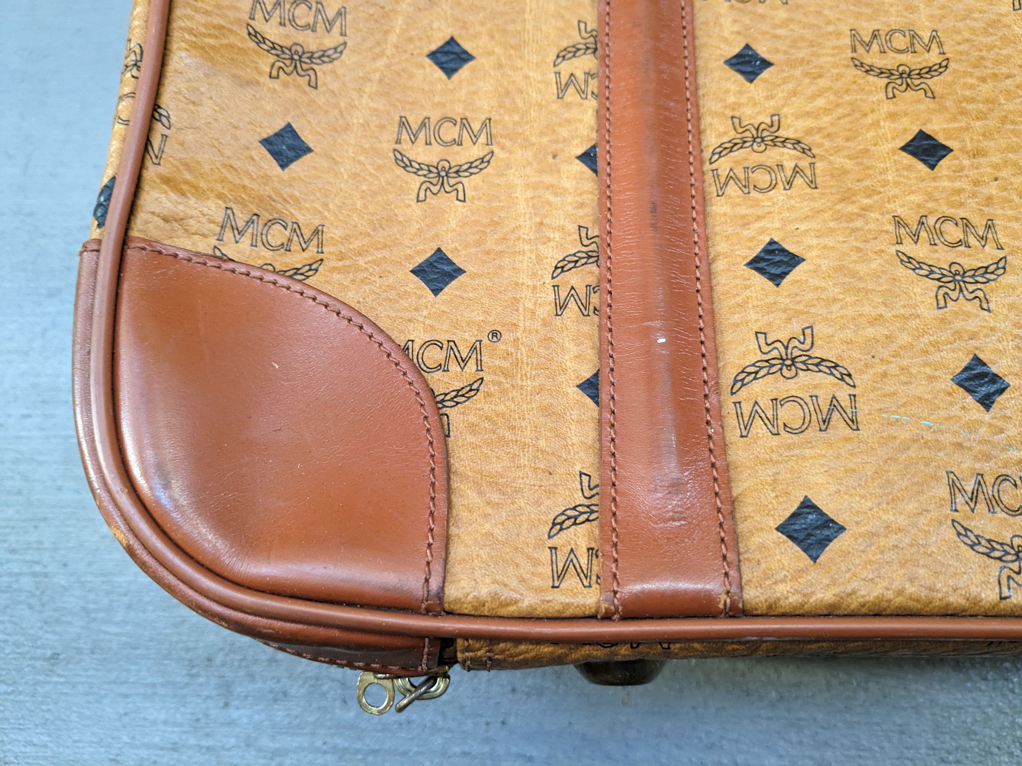 MCM MCM Travel Bag Brown Leather Monogram Cognac Vintage Size ONE SIZE - 2 Thumbnail