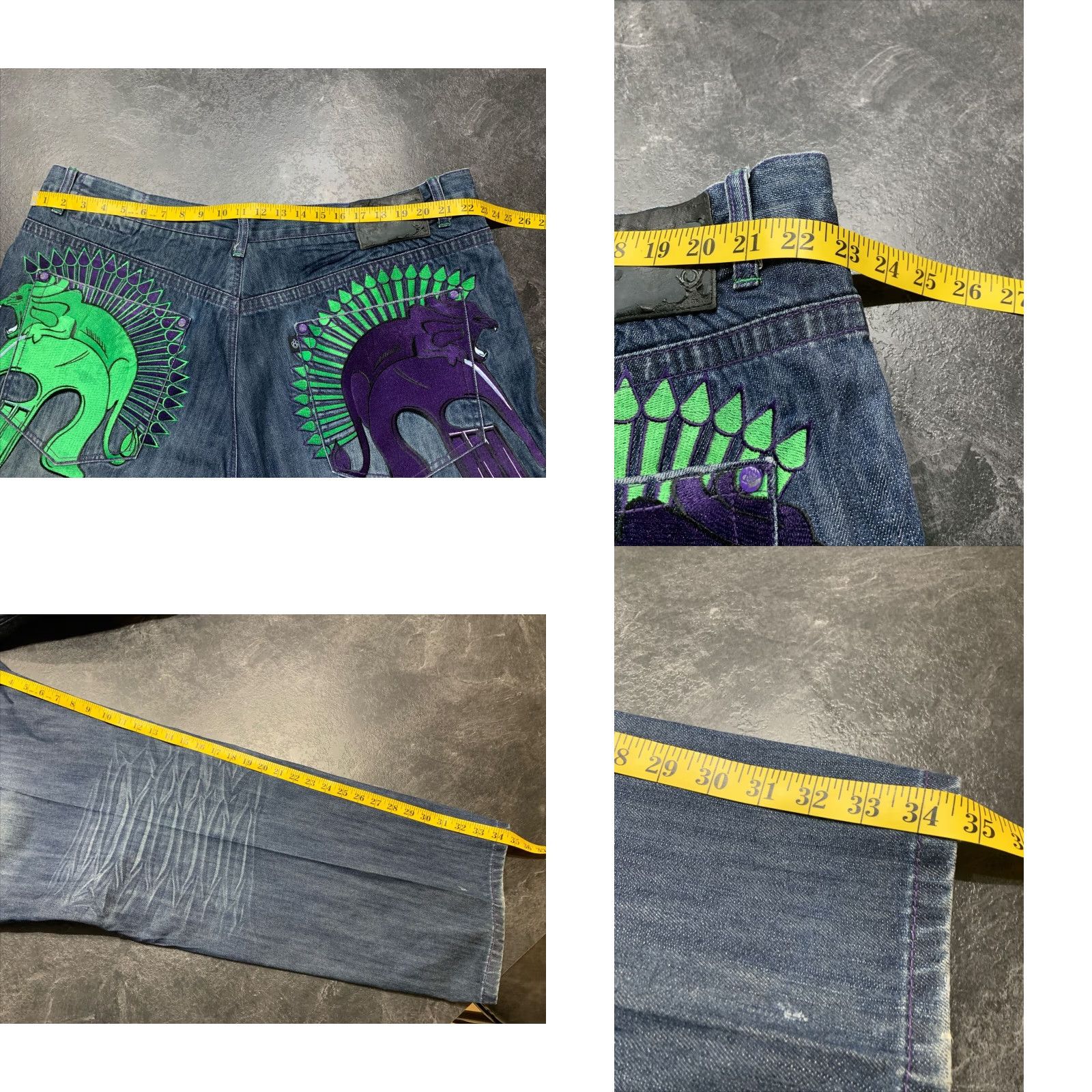 Vintage Eight 732 Jeans Men Size 44x34 Blue Casual Denim Embroidered Pockets Hip Hop Style Size US 34 / EU 50 - 8 Thumbnail