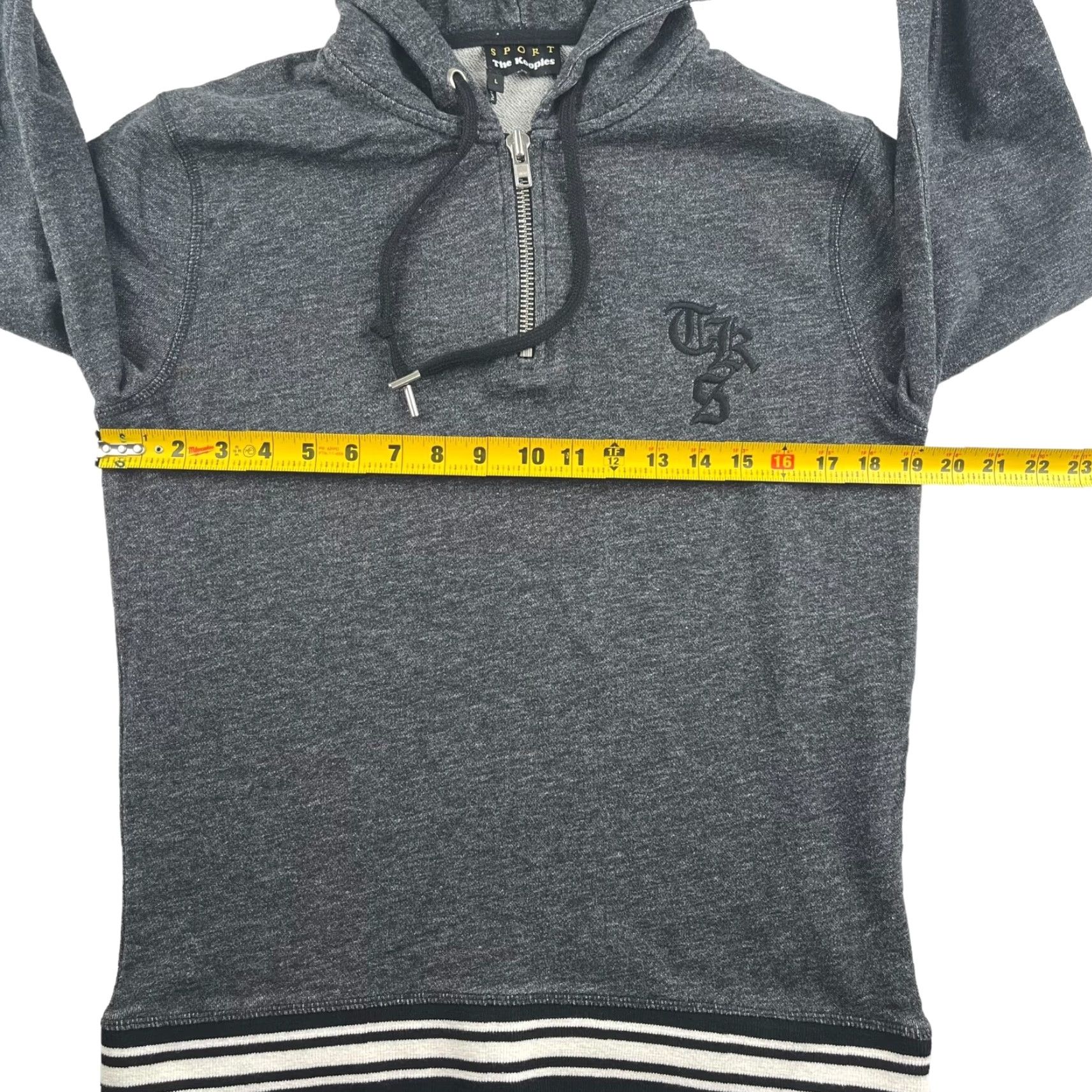 The Kooples Sport Men's Gray Cotton 1/4 Zip Hoodie Sweatshirt Large