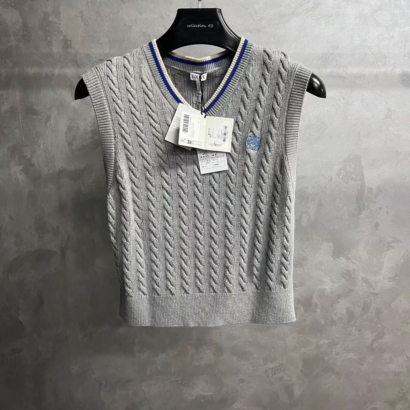 Loewe LOEWE Gray Stripe V-neck Cotton Tank M Size M / US 6-8 / IT 42-44 - 1 Thumbnail