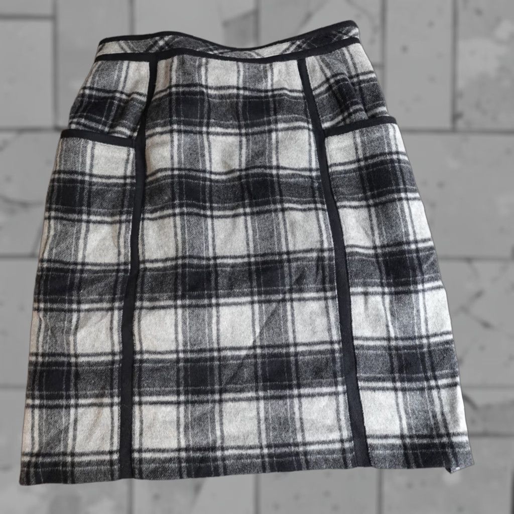 Adam Lippes Adam Lippes Skirt Women Gray 8 Plaid Wool Cashmere Blend Silk Lining A-Line Short Lined Dry Clean Only Italy Vintage No Size 30" / US 8 / IT 44 - 1 Thumbnail