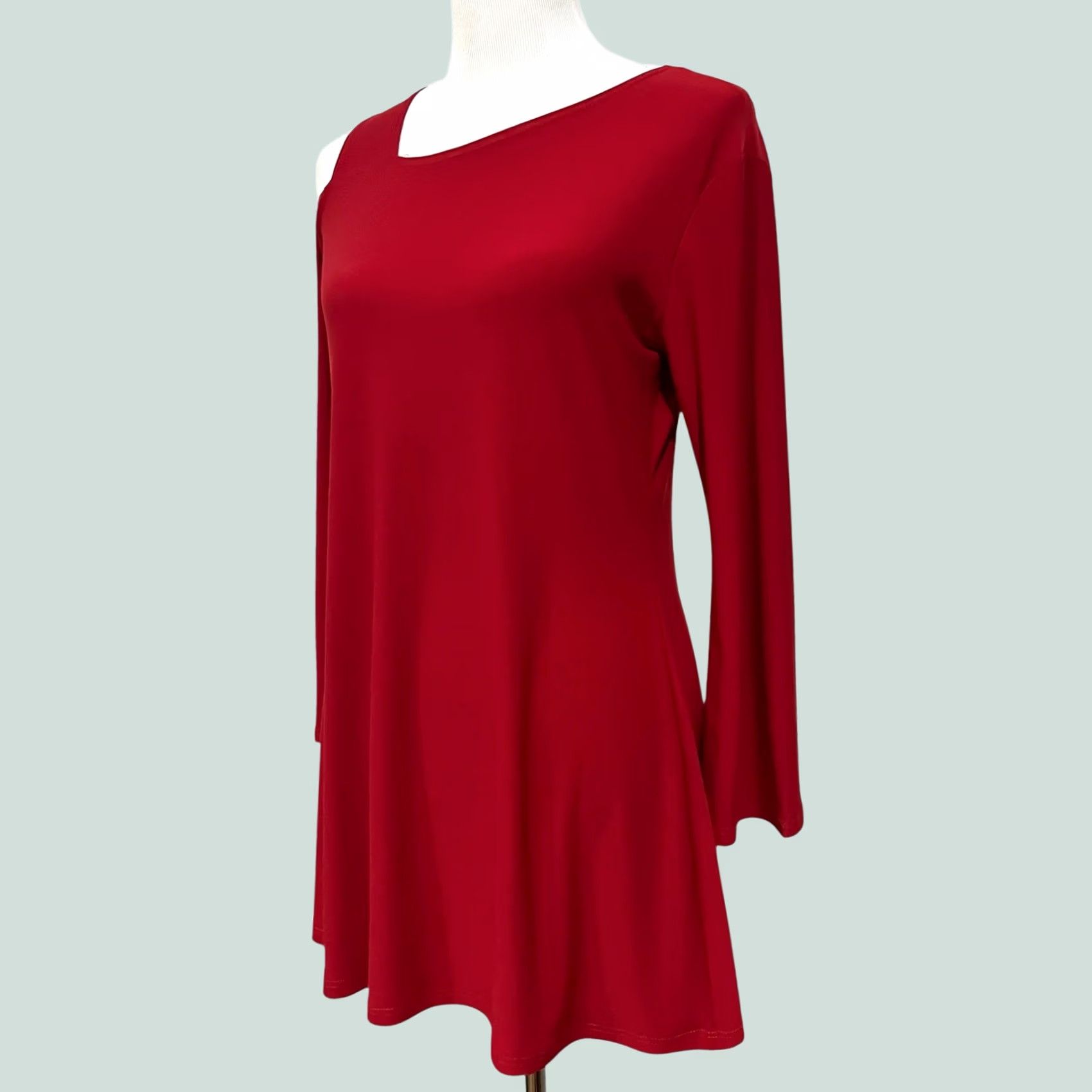 Vintage Clara Sun Woo Top Womens XS Red Asymmetrical Cold Shoulder Knit Blouse Pullover Slim Fit Casual Business Party/Cocktail USA Mens Womens? Size XS / US 0-2 / IT 36-38 - 1 Thumbnail
