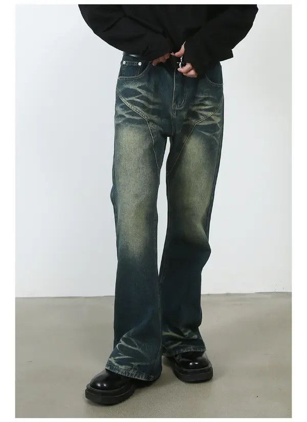 Japanese Brand Asaoka x Itou patchwork straight distressed flared jeans Size US 32 / EU 48 - 2 Thumbnail