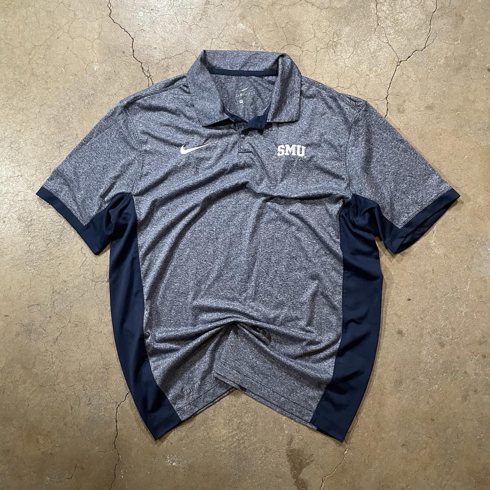 Nike Nike Golf Shirt Dri Fit Polo SMU Mustangs Medium Grey/navy Size US M / EU 48-50 / 2 - 1 Thumbnail