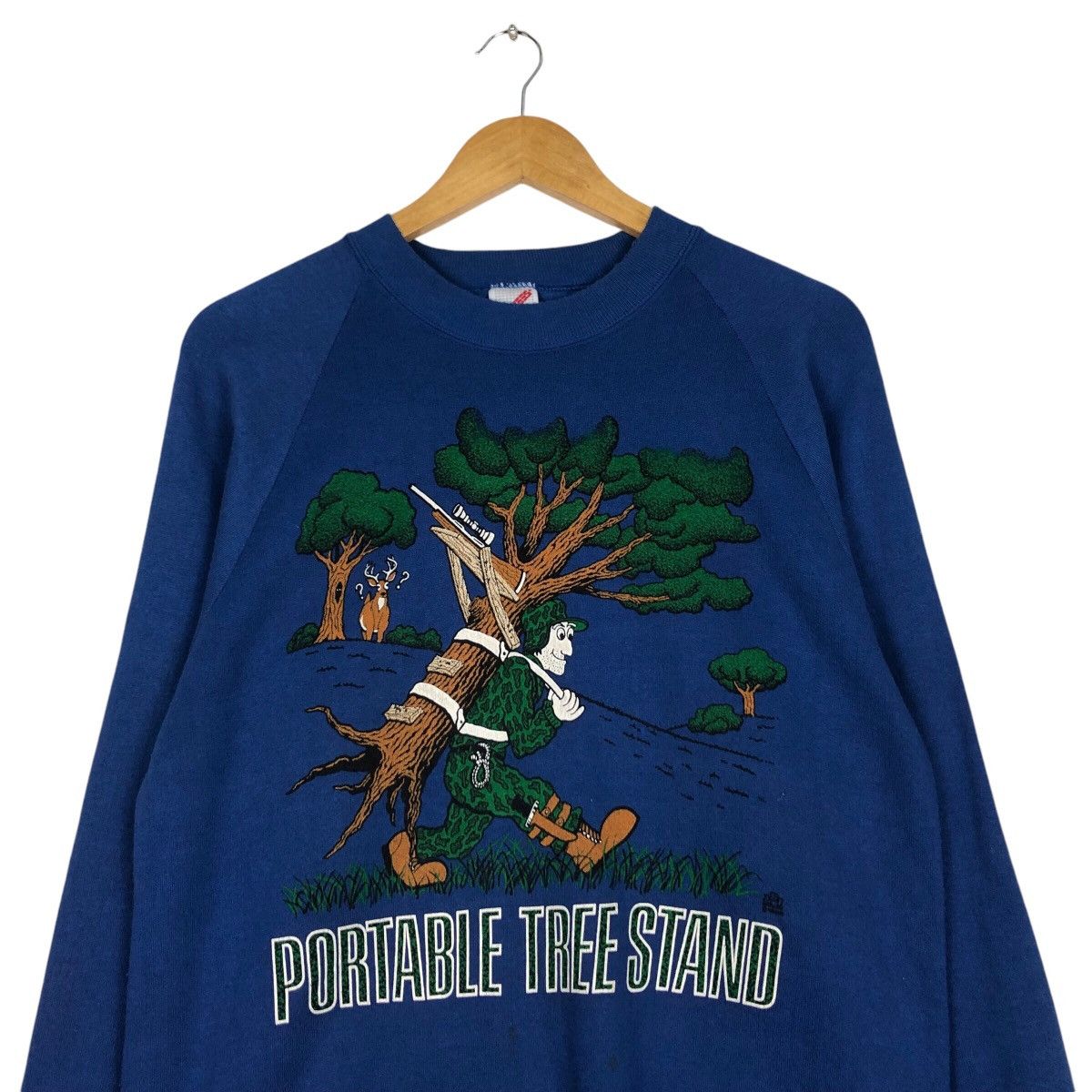Japanese Brand × Jerzees × Vintage Vintage Portable Three Stand Sweatshirt Rare 90s Blue Size US S / EU 44-46 / 1 - 2 Thumbnail