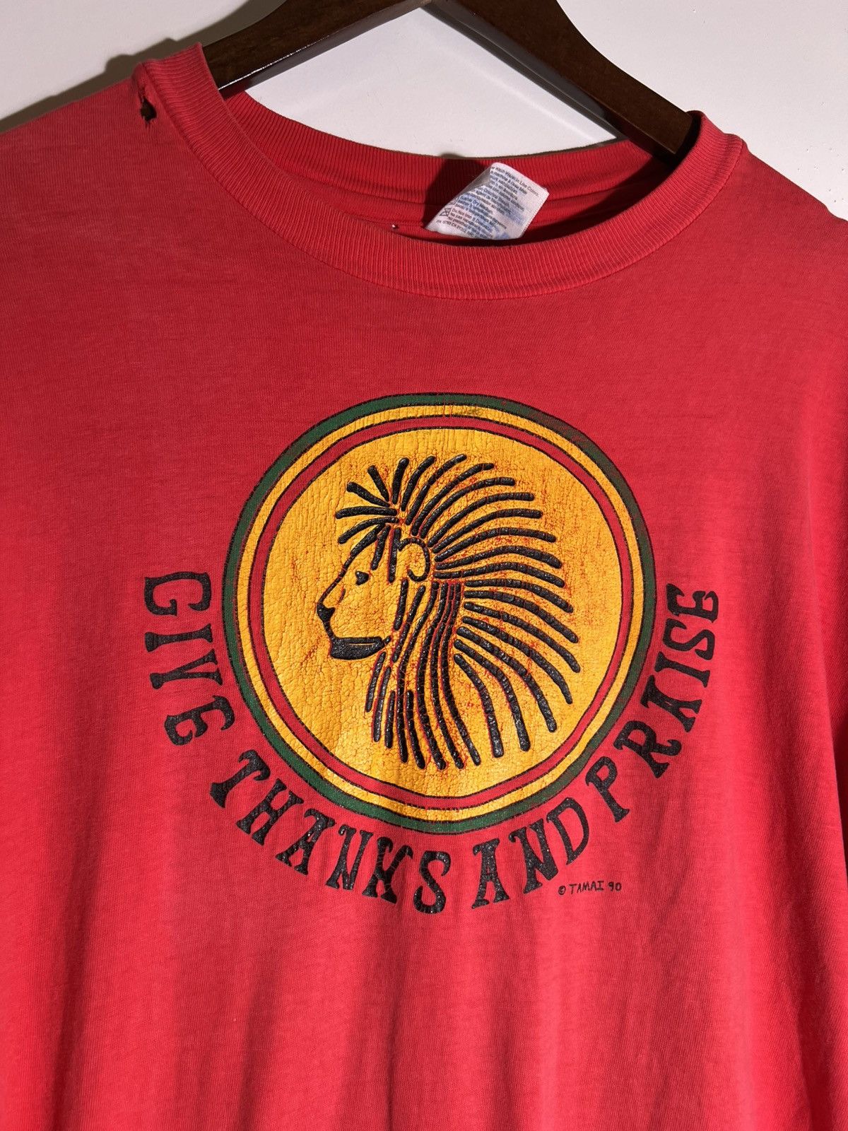 Vintage 90’s VTG Vintage Give Thanks & Praise Rasta Lion Retro Shirt Size US XL / EU 56 / 4 - 3 Thumbnail