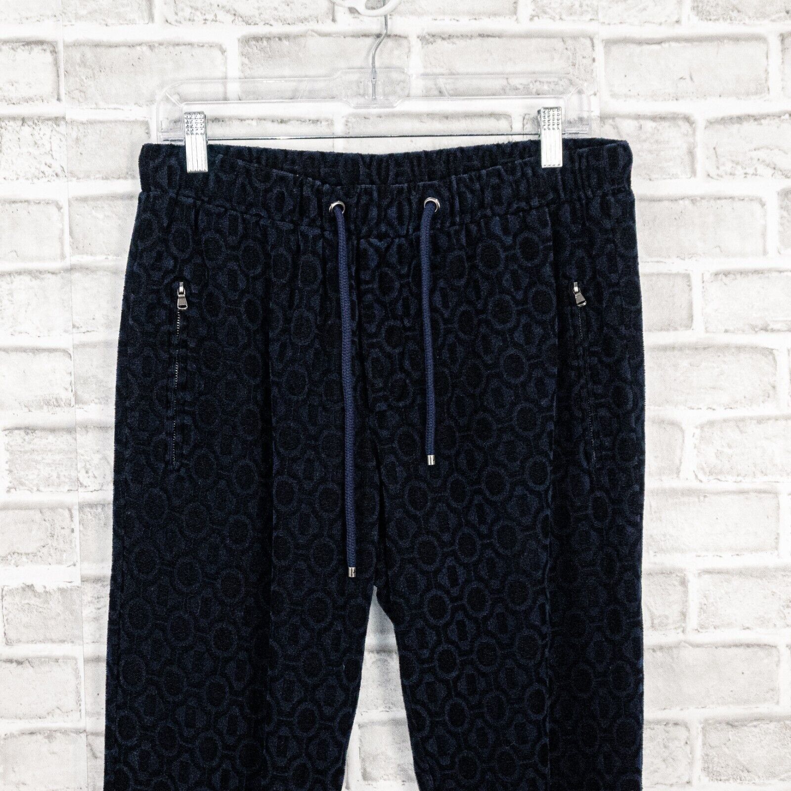 Mr Turk MR TURK Navy Blue Drawstring Pants Geo Print terry ankle Zip Size US 32 / EU 48 - 5 Thumbnail