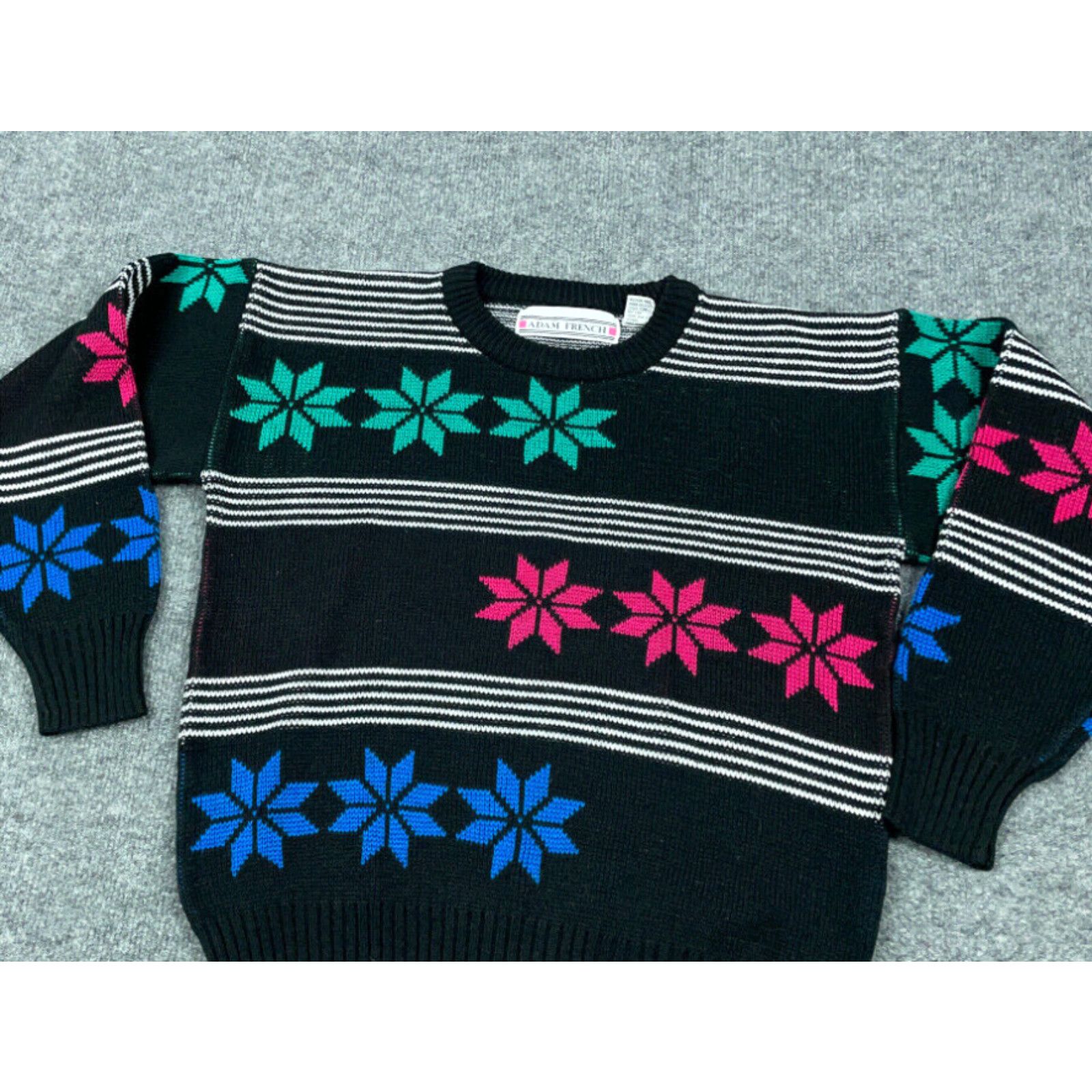 Vintage VTG 80s Black Colorful Snowflake Pullover Sweater Adult Small Hipster Geometric Size US S / EU 44-46 / 1 - 3 Thumbnail