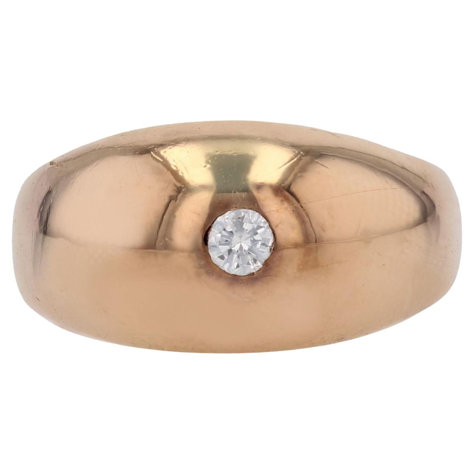 image of Vintage 20Th Century Diamond 18 Karat Rose Gold Curved Bangle Ring, Women's