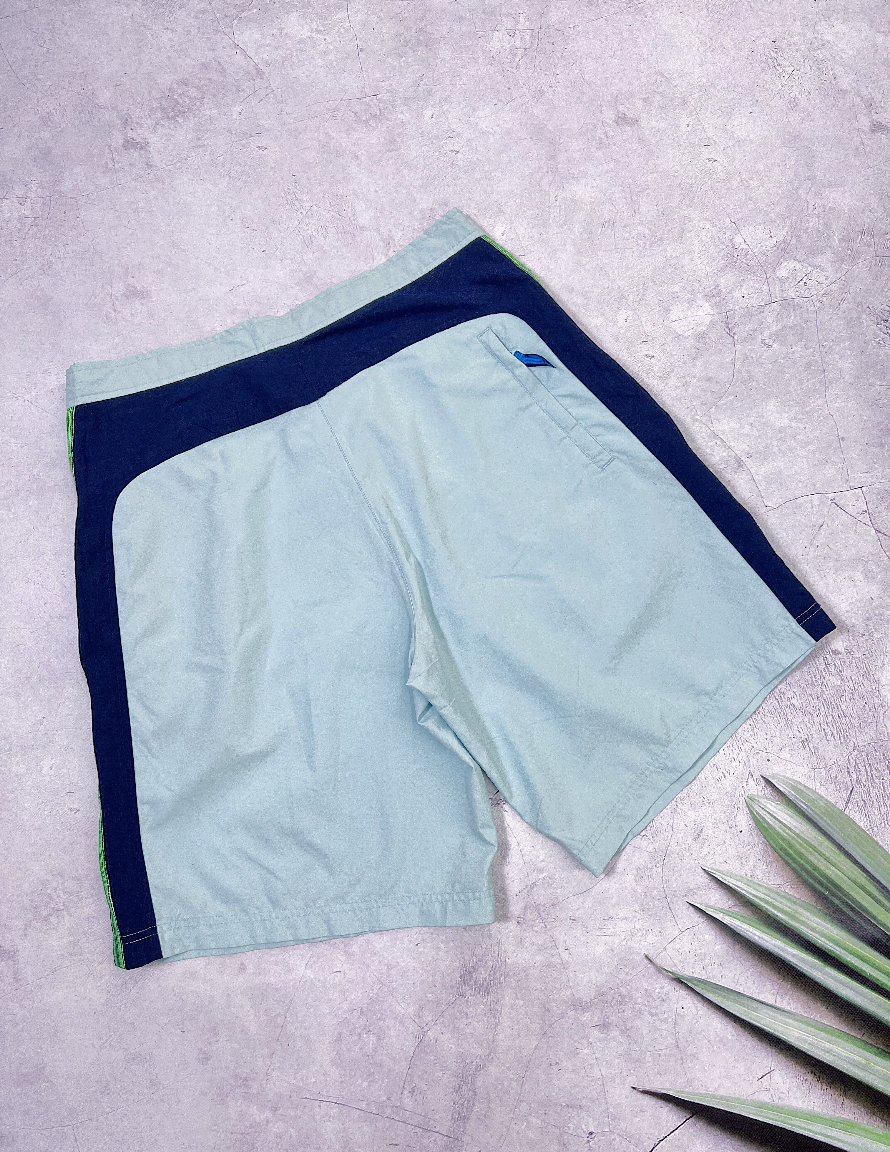 Nike × Vintage Vintage Nike Shorts Aquamarine & Green Stripes Size US 34 / EU 50 - 10 Thumbnail