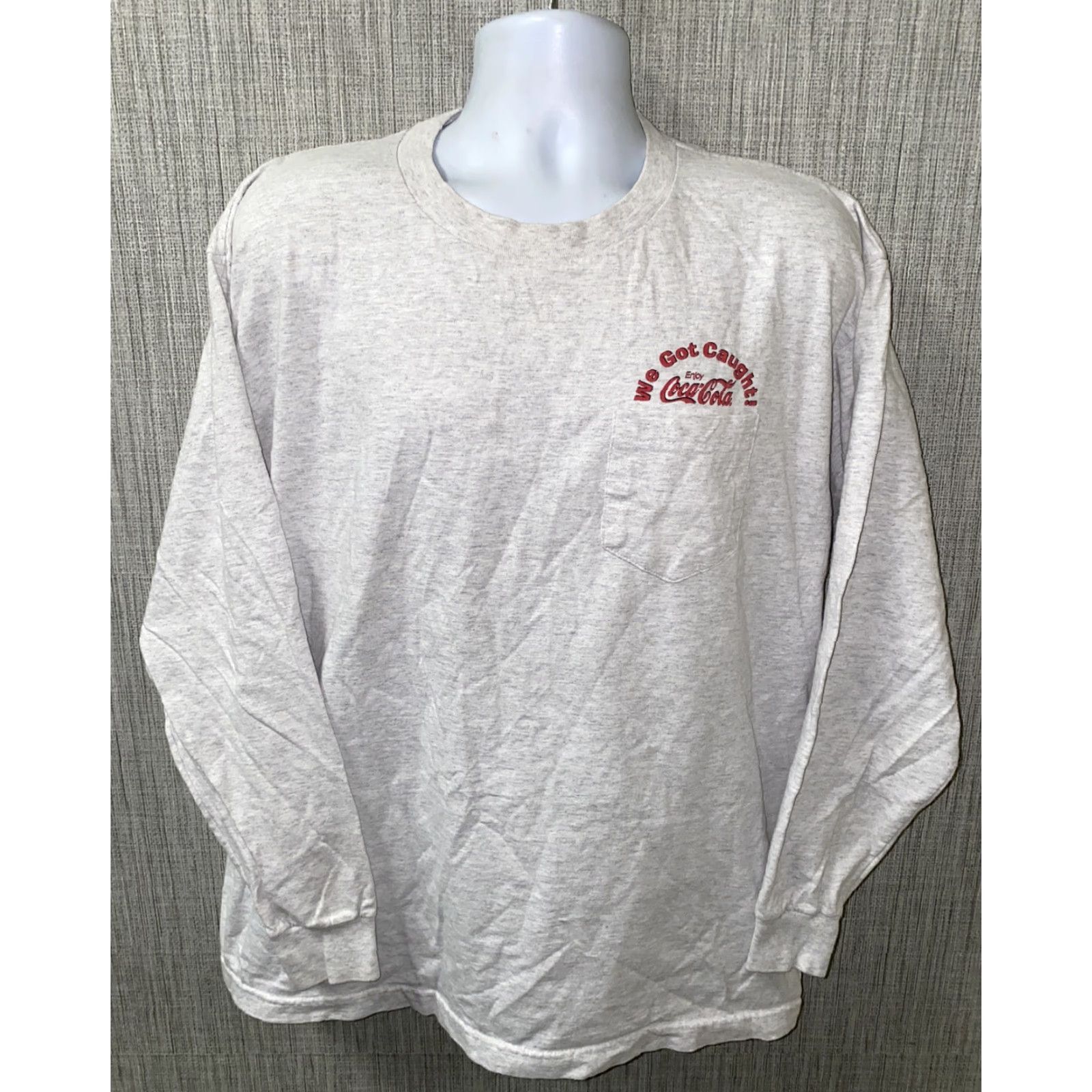 Vintage VINTAGE Murina T-Shirt Mens XL Long Sleeve Light Gray Coca Cola USA Made Regular Size XL Size US XL / EU 56 / 4 - 2 Thumbnail