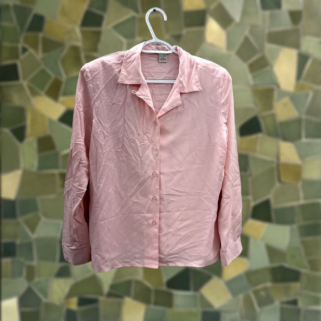 Vintage Womens Notations Pink Long Sleeve Button Up Shirt Size Small Size S / US 4 / IT 40 - 1 Thumbnail