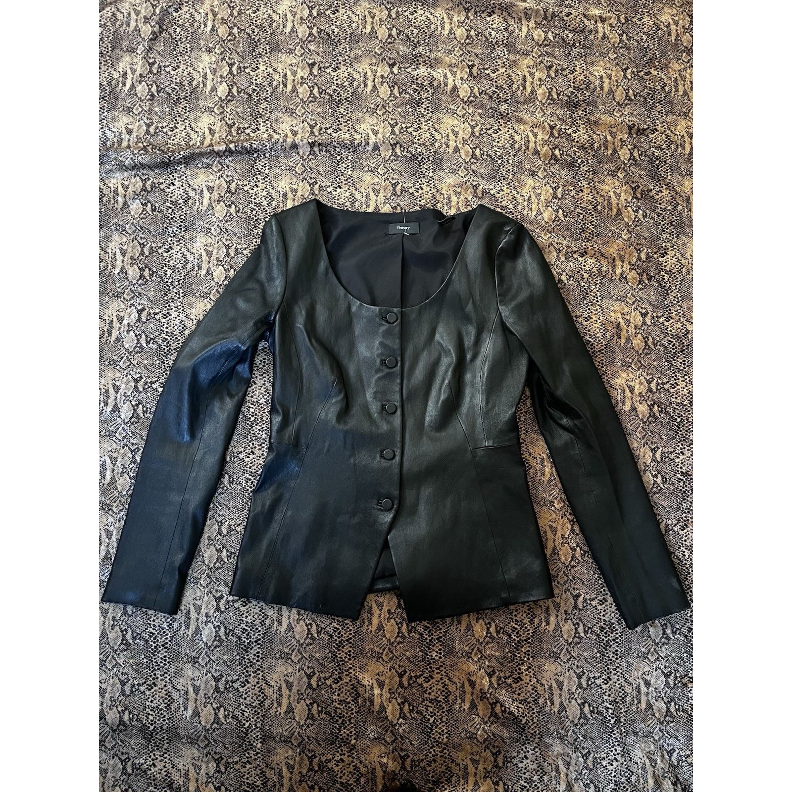 Theory Theory Scoop Neck Bristol Leather Button Jacket Structured Size XS / US 0-2 / IT 36-38 - 2 Thumbnail