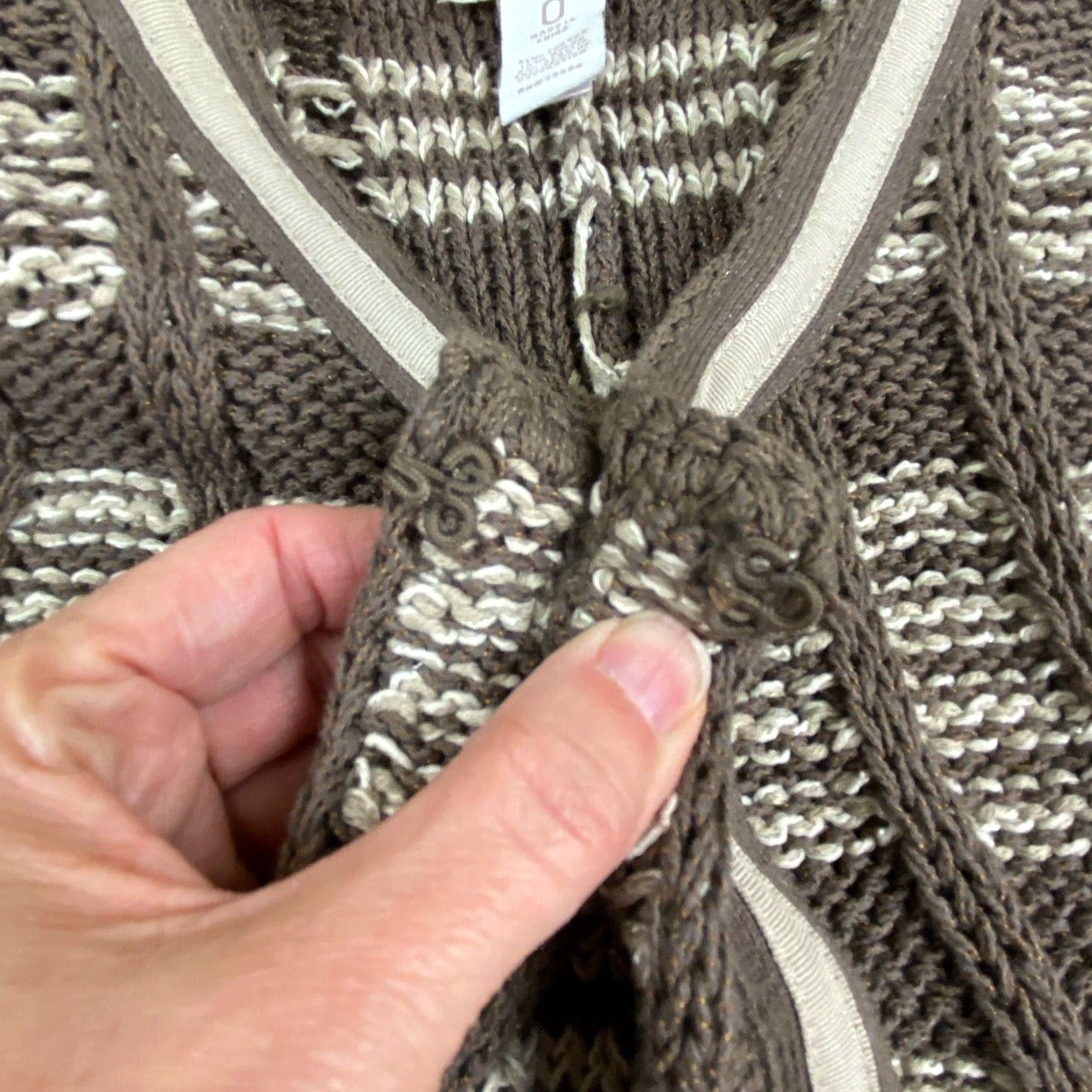 Vintage Chico's Womens Brown Striped Cable Knit Cardigan Sweater Size 0 Size S / US 4 / IT 40 - 5 Thumbnail
