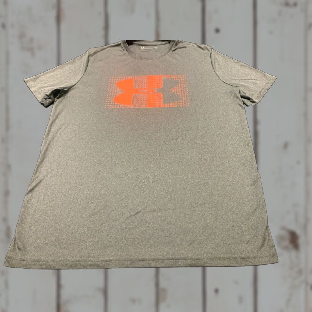 Under Armour VINTAGE Under Armour Mens T-Shirt Medium Gray Orange Activewear Casual Moisture Wicking Performance Basketball Running Gym Size US M / EU 48-50 / 2 - 1 Thumbnail