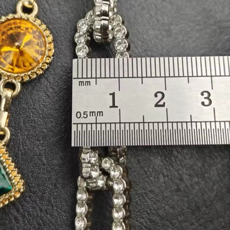 Vintage Double-layer Agate Stone and Rhinestone Chain Pants Chain Size ONE SIZE - 6 Thumbnail