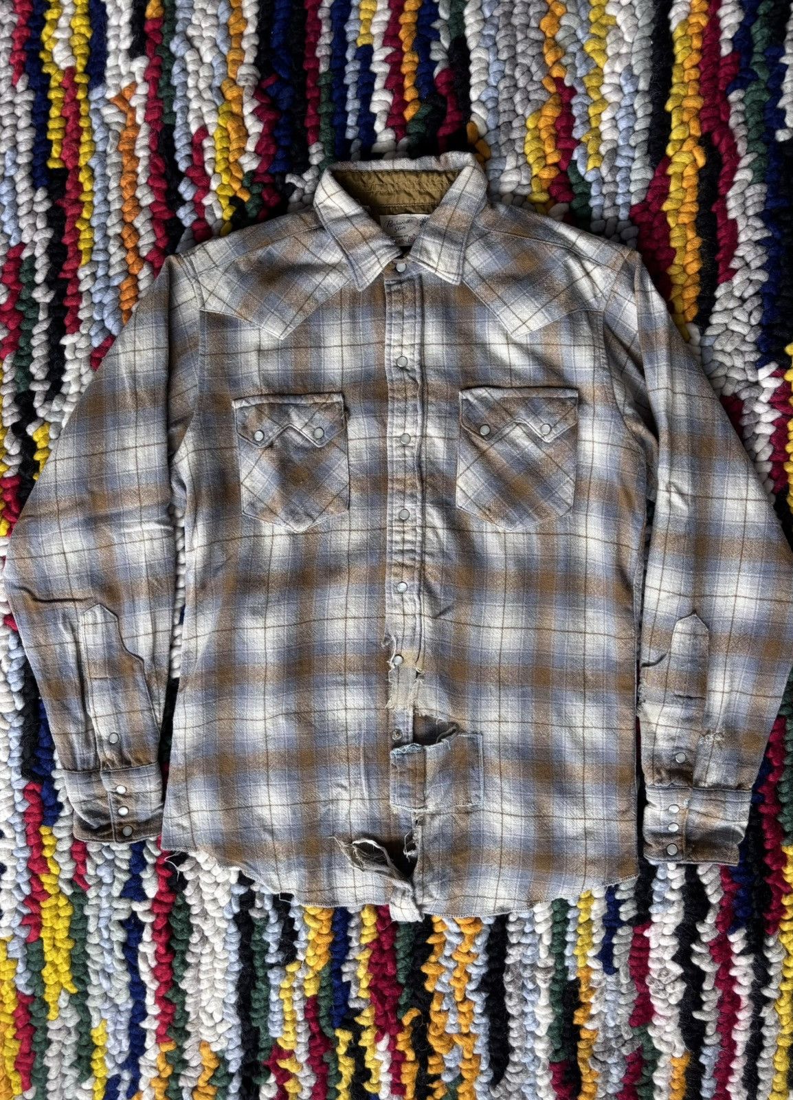 Levi's Vintage Clothing × Vintage 1960s Panhandle Slim Pearl Snap Wool Button Up Size US M / EU 48-50 / 2 - 1 Thumbnail